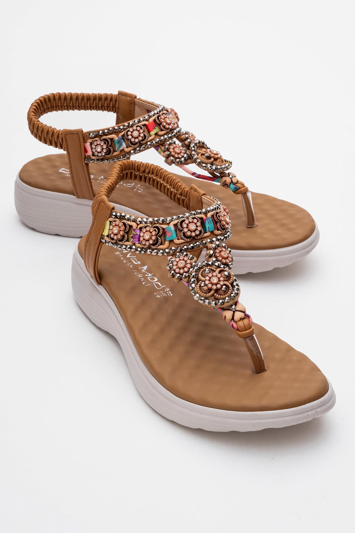 Kadın Aksesuarlı Sandalet TABA - Görsel 2