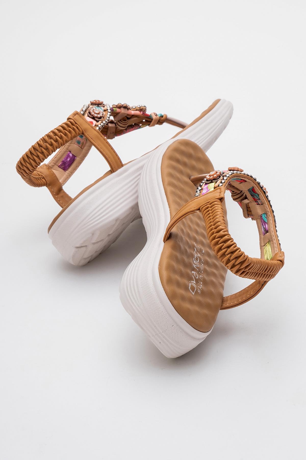 Kadın Aksesuarlı Sandalet TABA - Görsel 5