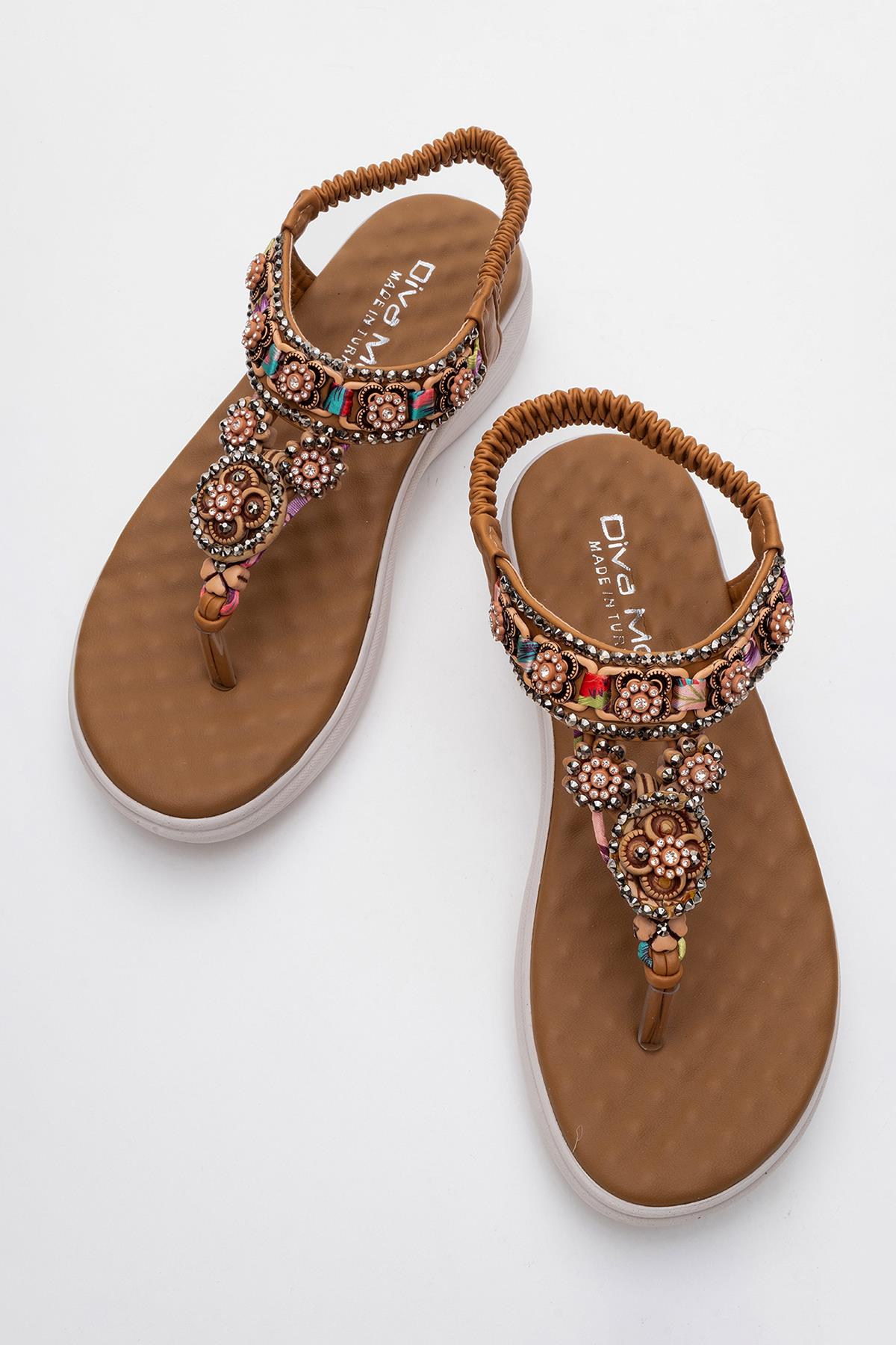 Kadın Aksesuarlı Sandalet TABA - Görsel 6