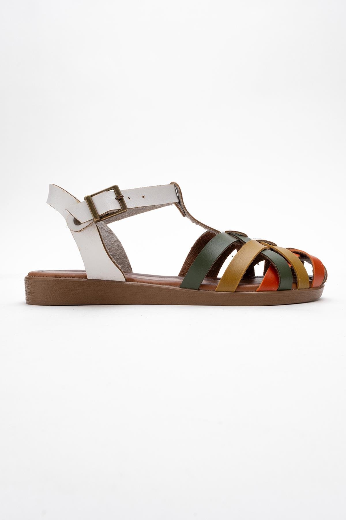 Çapraz Biyeli Kadın Sandalet BEYAZ GARNİ - Görsel 3