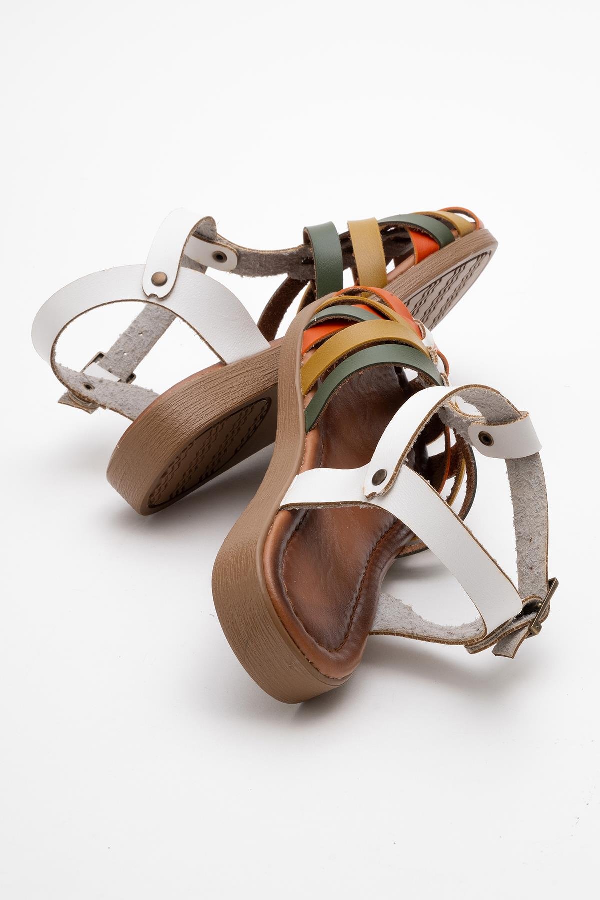 Çapraz Biyeli Kadın Sandalet BEYAZ GARNİ - Görsel 5