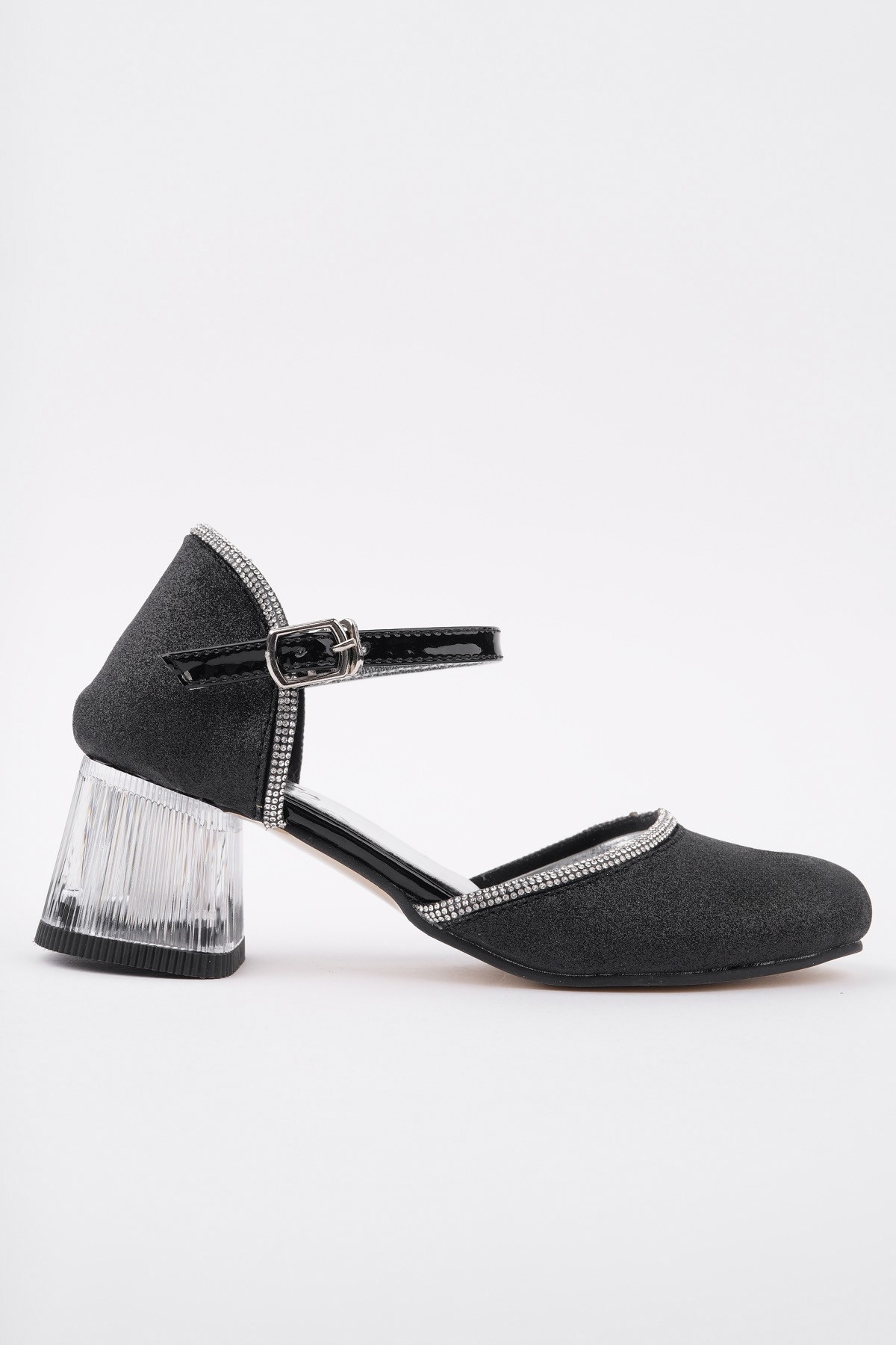 BLOSSOM Bilekten Bağlamalı Simli Işıklı Kız Çocuk Kısa Topuklu Ayakkabı - Görsel 5