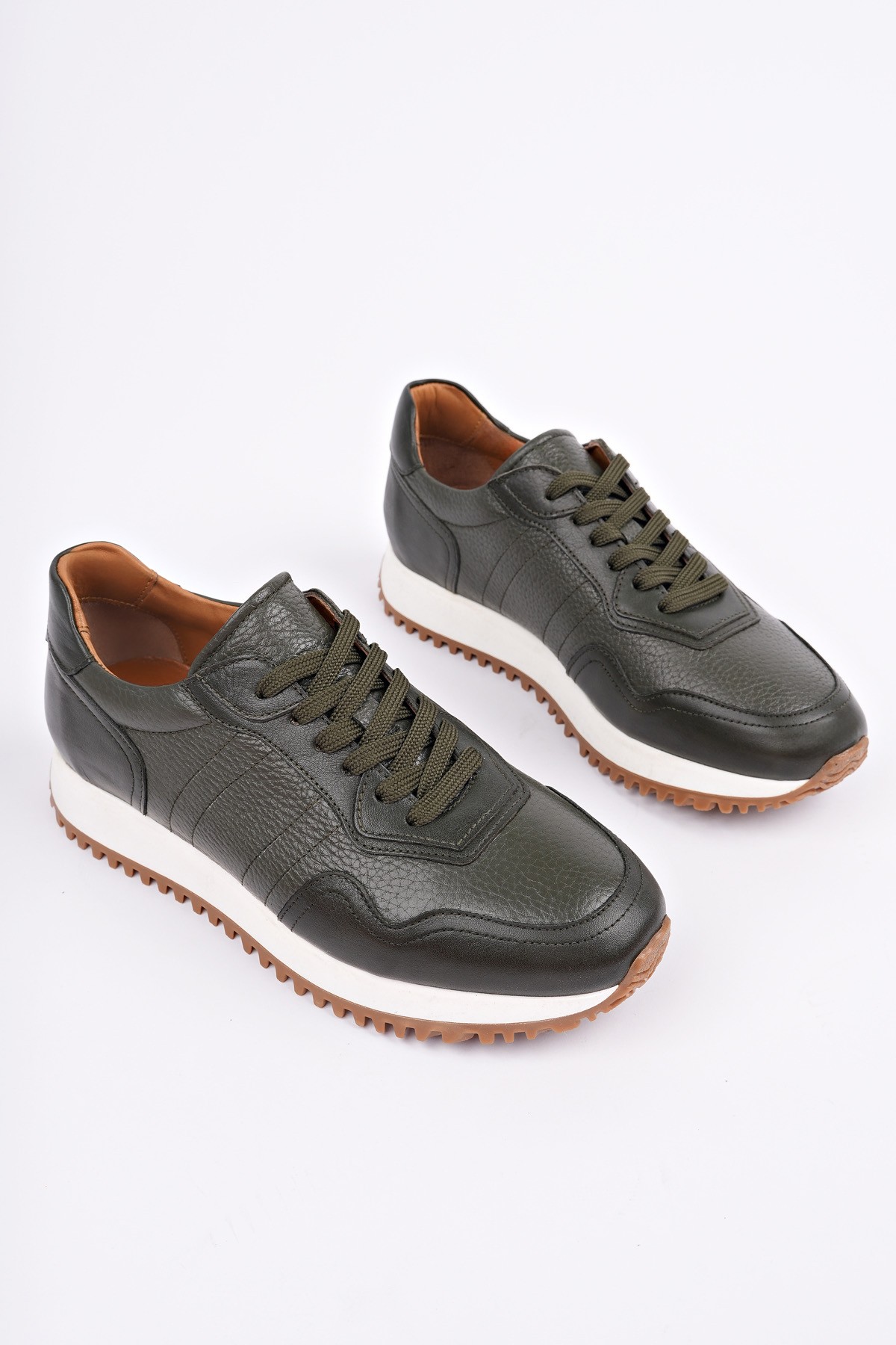 HARWİL Kalın Taban Bağcıklı Hakiki Deri Erkek Günlük Sneaker Spor Ayakkabı - Görsel 2