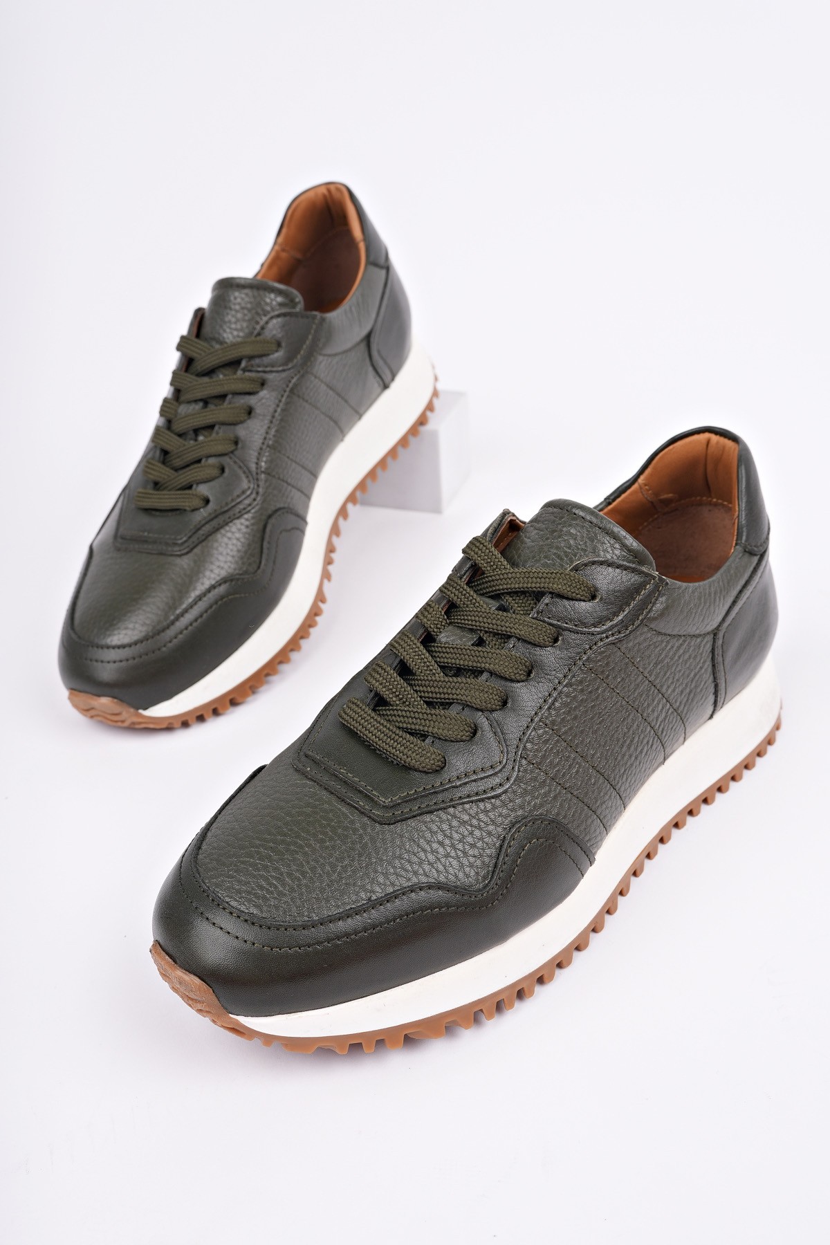HARWİL Kalın Taban Bağcıklı Hakiki Deri Erkek Günlük Sneaker Spor Ayakkabı - Görsel 3