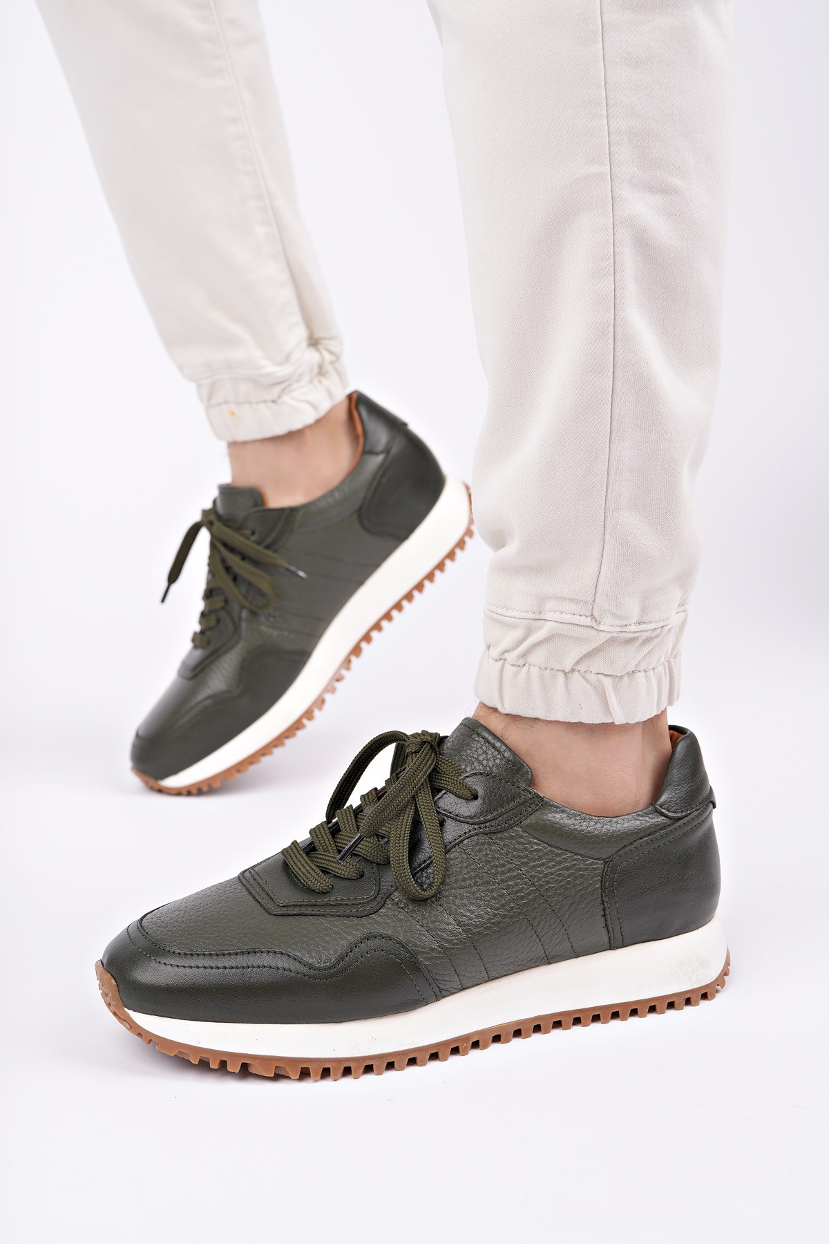 HARWİL Kalın Taban Bağcıklı Hakiki Deri Erkek Günlük Sneaker Spor Ayakkabı - Görsel 6