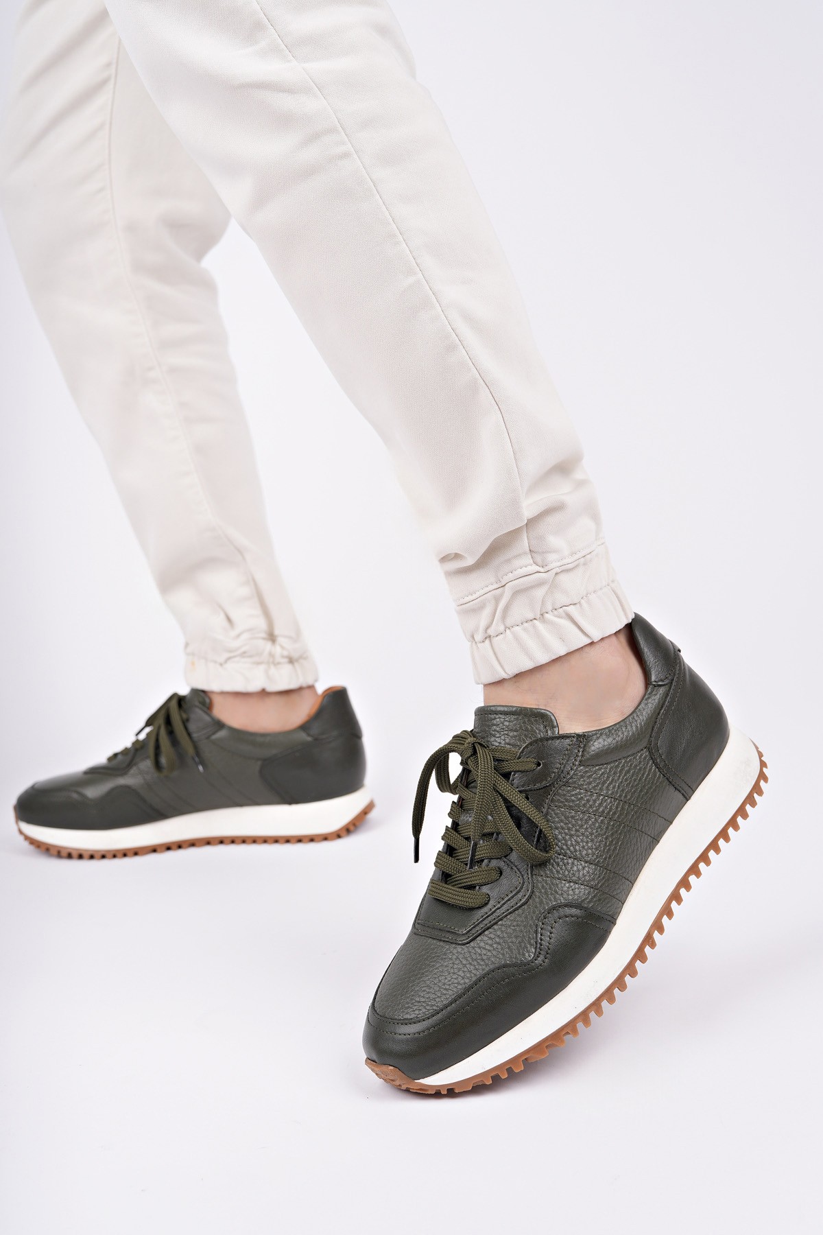 HARWİL Kalın Taban Bağcıklı Hakiki Deri Erkek Günlük Sneaker Spor Ayakkabı - Görsel 7