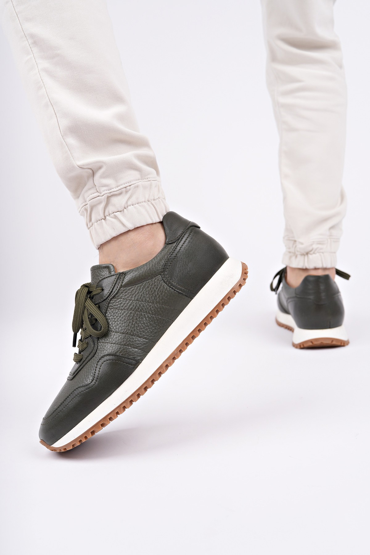 HARWİL Kalın Taban Bağcıklı Hakiki Deri Erkek Günlük Sneaker Spor Ayakkabı - Görsel 8