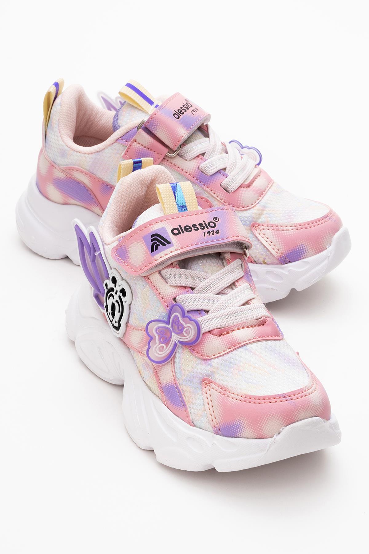 Cırtlı Bağlı Anorak Çocuk Spor Ayakkabı 31-35 PEMBE BEYAZ - Görsel 2