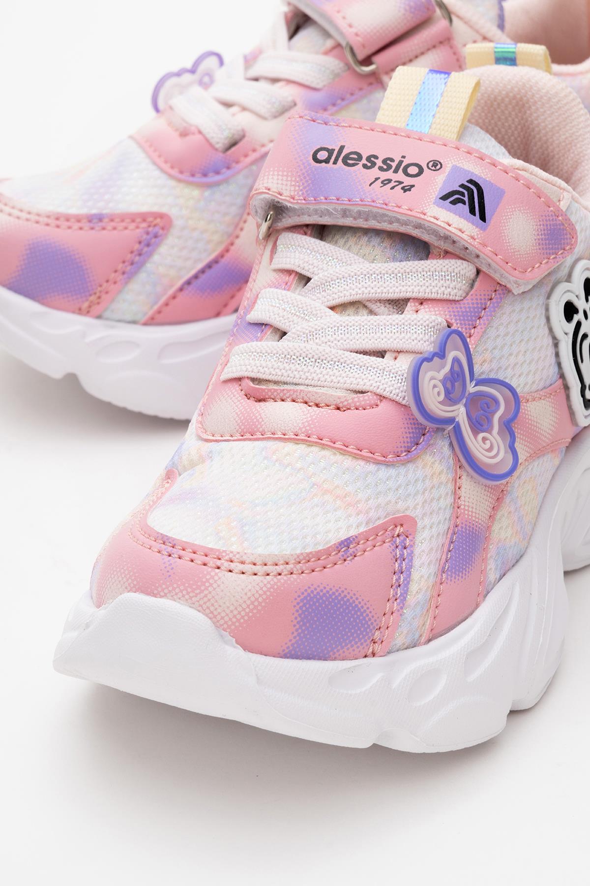 Cırtlı Bağlı Anorak Çocuk Spor Ayakkabı 31-35 PEMBE BEYAZ - Görsel 4