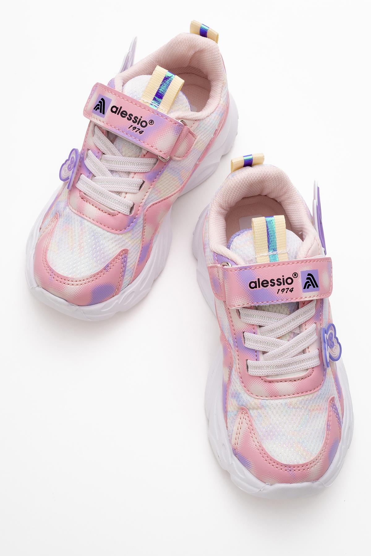 Cırtlı Bağlı Anorak Çocuk Spor Ayakkabı 31-35 PEMBE BEYAZ - Görsel 6