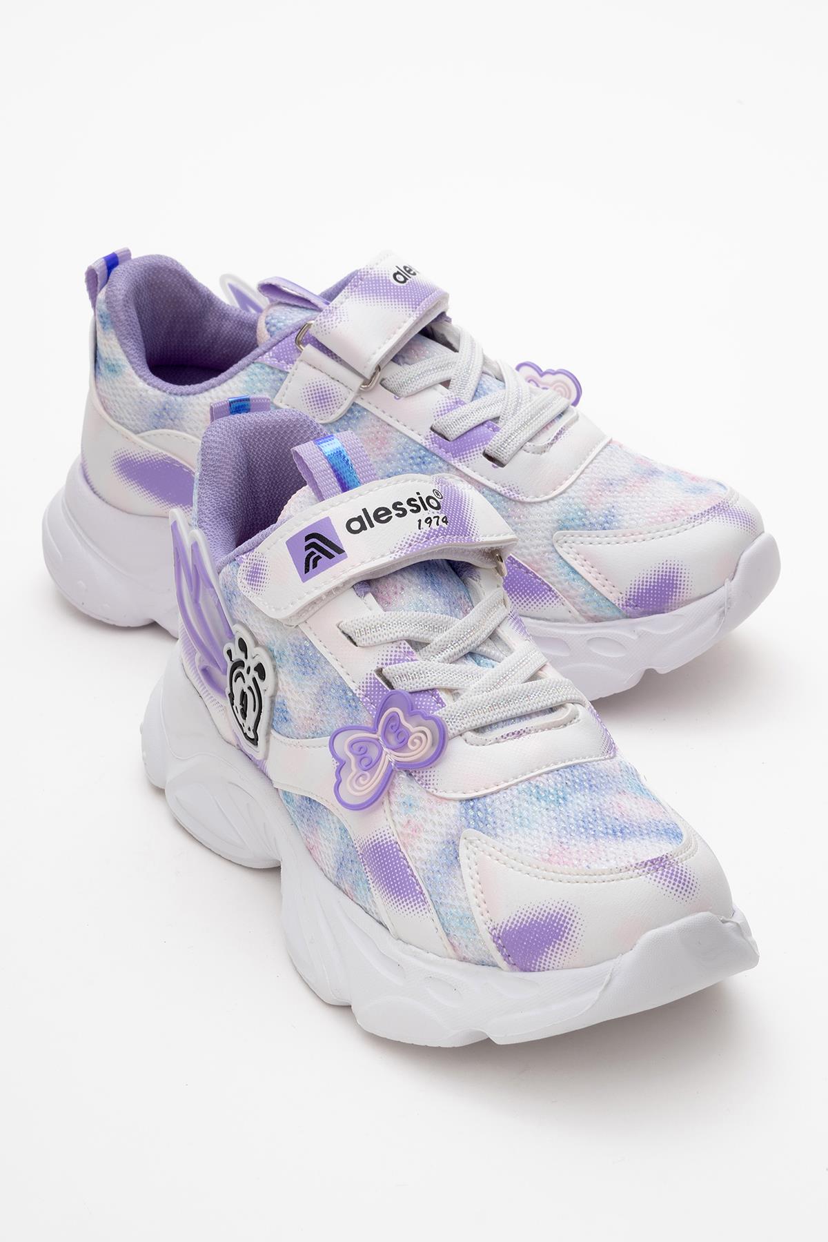 Cırtlı Bağlı Anorak Çocuk Spor Ayakkabı 31-35 BEYAZ LİLA - Görsel 2