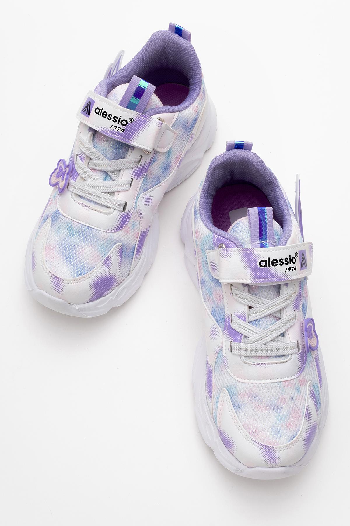 Cırtlı Bağlı Anorak Çocuk Spor Ayakkabı 31-35 BEYAZ LİLA - Görsel 6