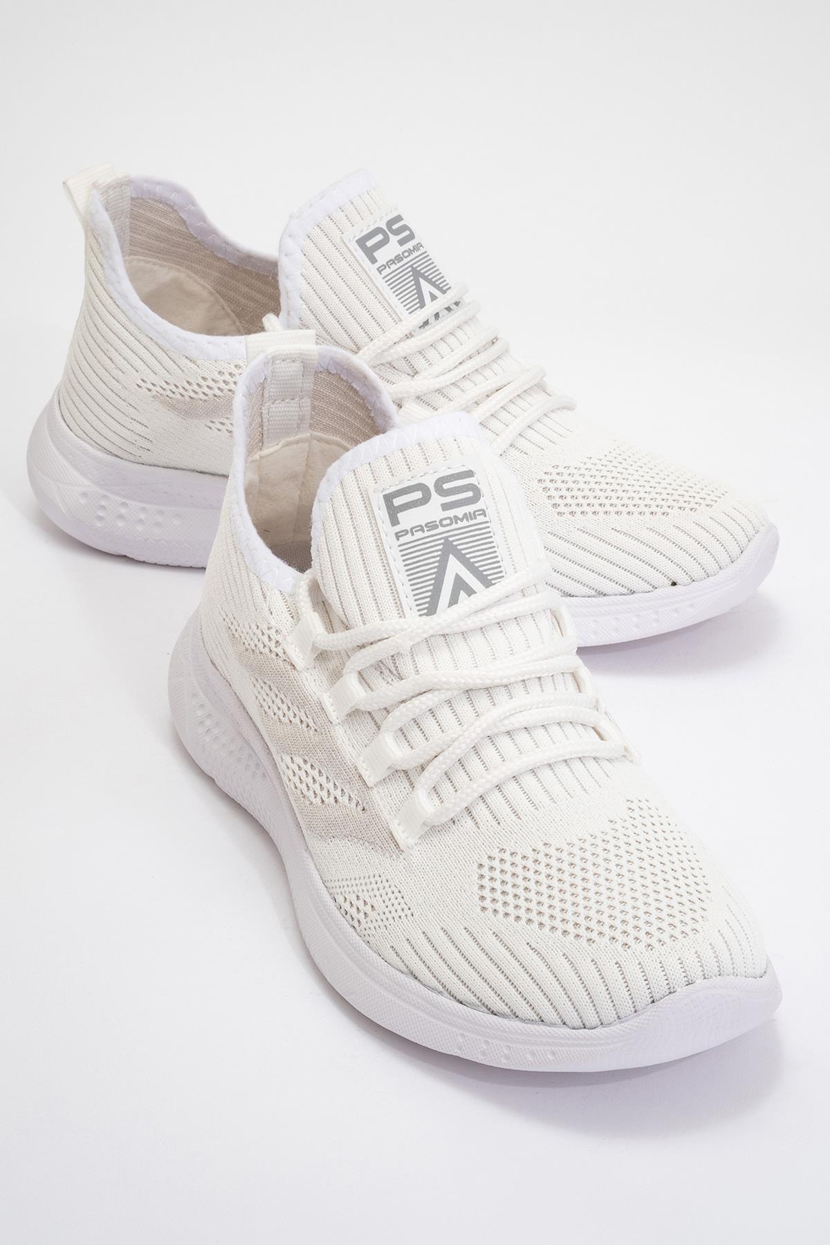 Erkek Triko Spor Ayakkabı BEYAZ BEYAZ - Görsel 2