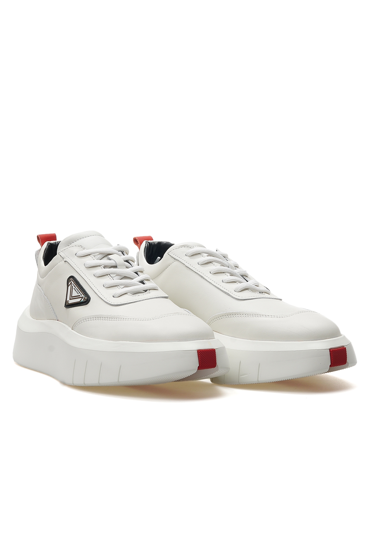 Erkek Hakiki Deri Sneaker Günlük Ayakkabı (40-44) 24y Ykö-19551 M Beyaz - Görsel 6