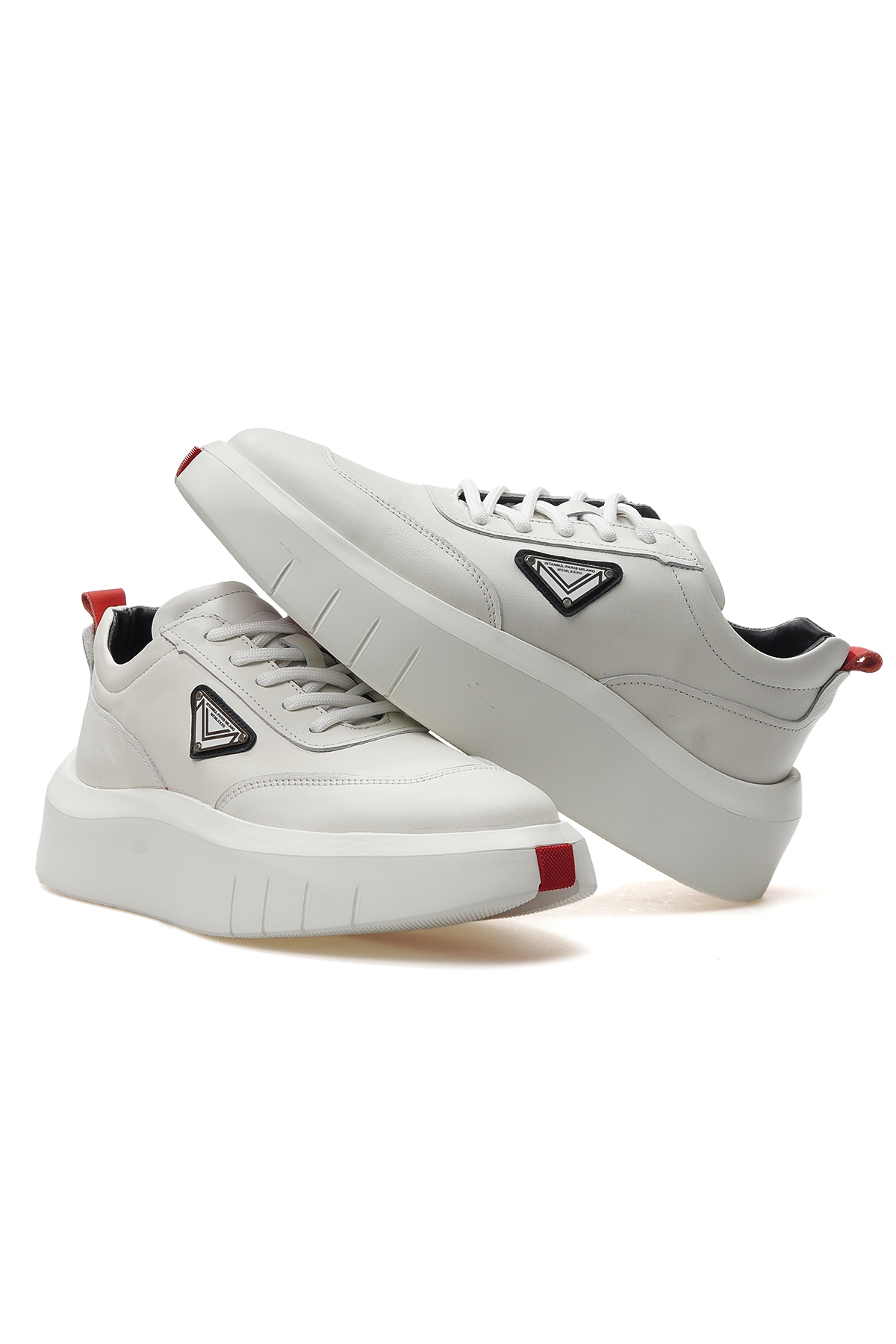 Erkek Hakiki Deri Sneaker Günlük Ayakkabı (40-44) 24y Ykö-19551 M Beyaz - Görsel 7