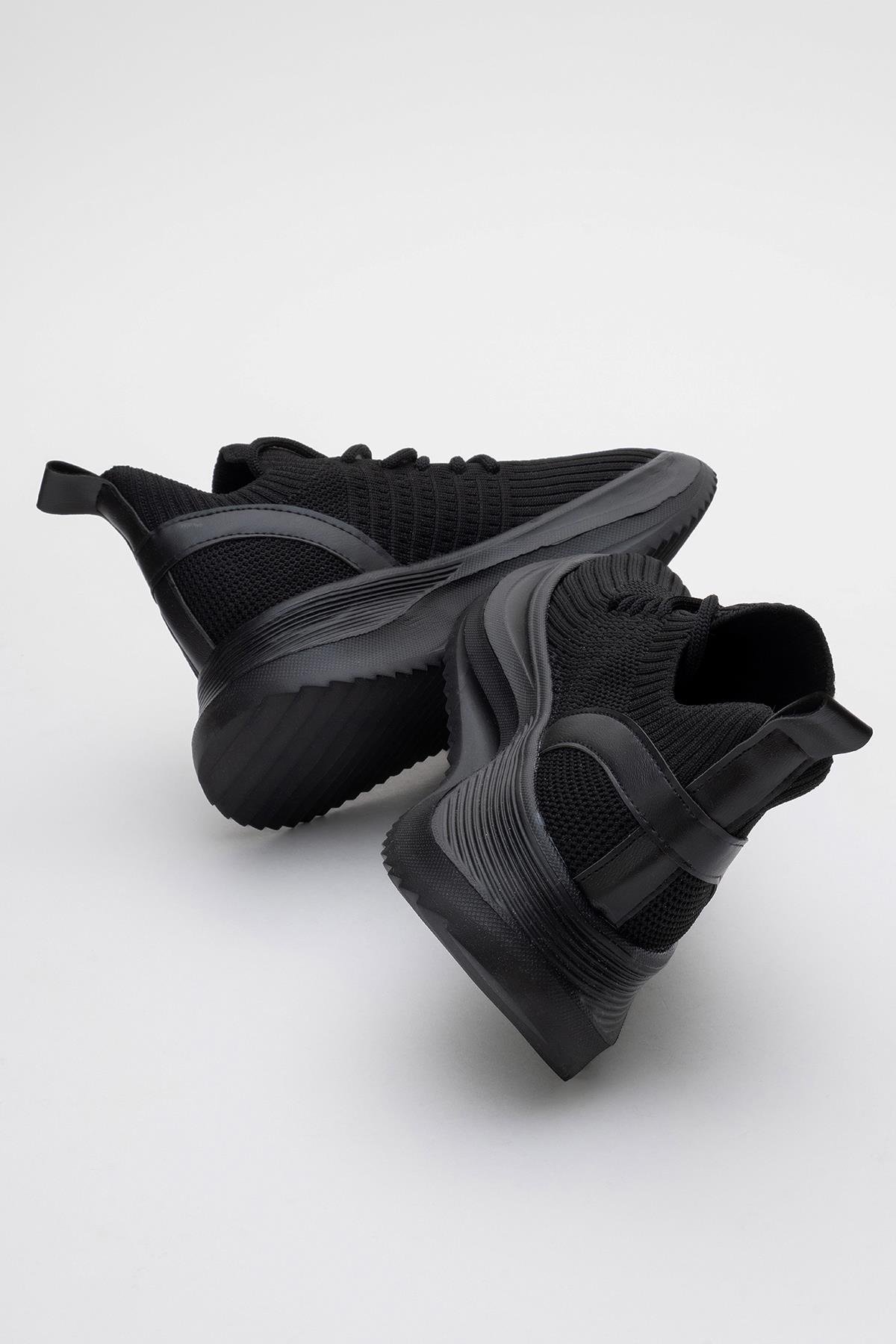 Bağcıklı Kadın Spor Ayakkabı SİYAH - Görsel 5