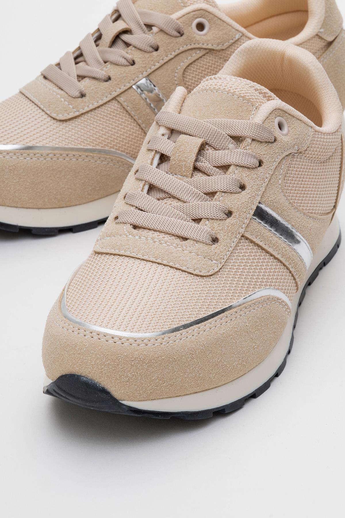 Anorak Bağcıklı Kadın Spor Ayakkabı BEJ - Görsel 4