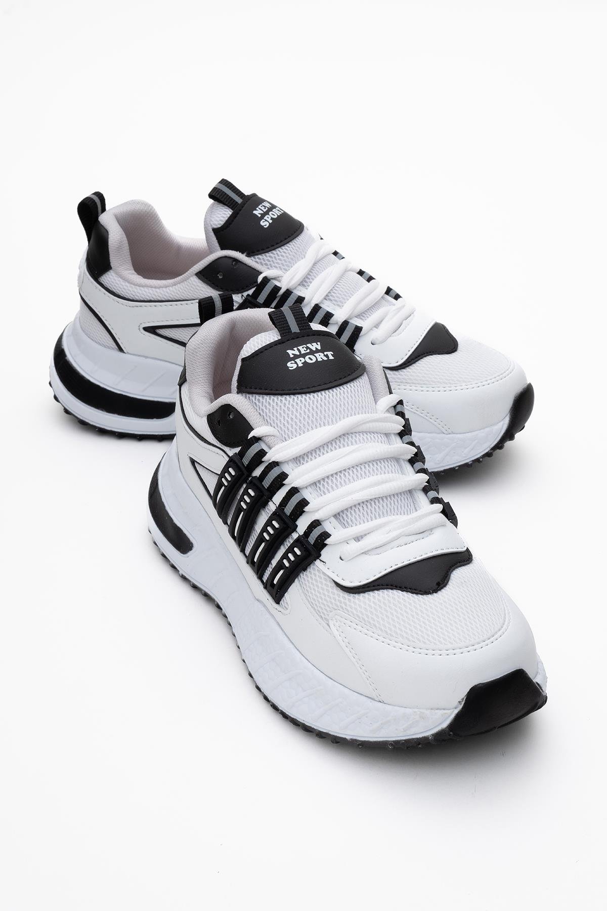 Anorak Bağcıklı Kadın Spor Ayakkabı BEYAZ SİYAH - Görsel 2