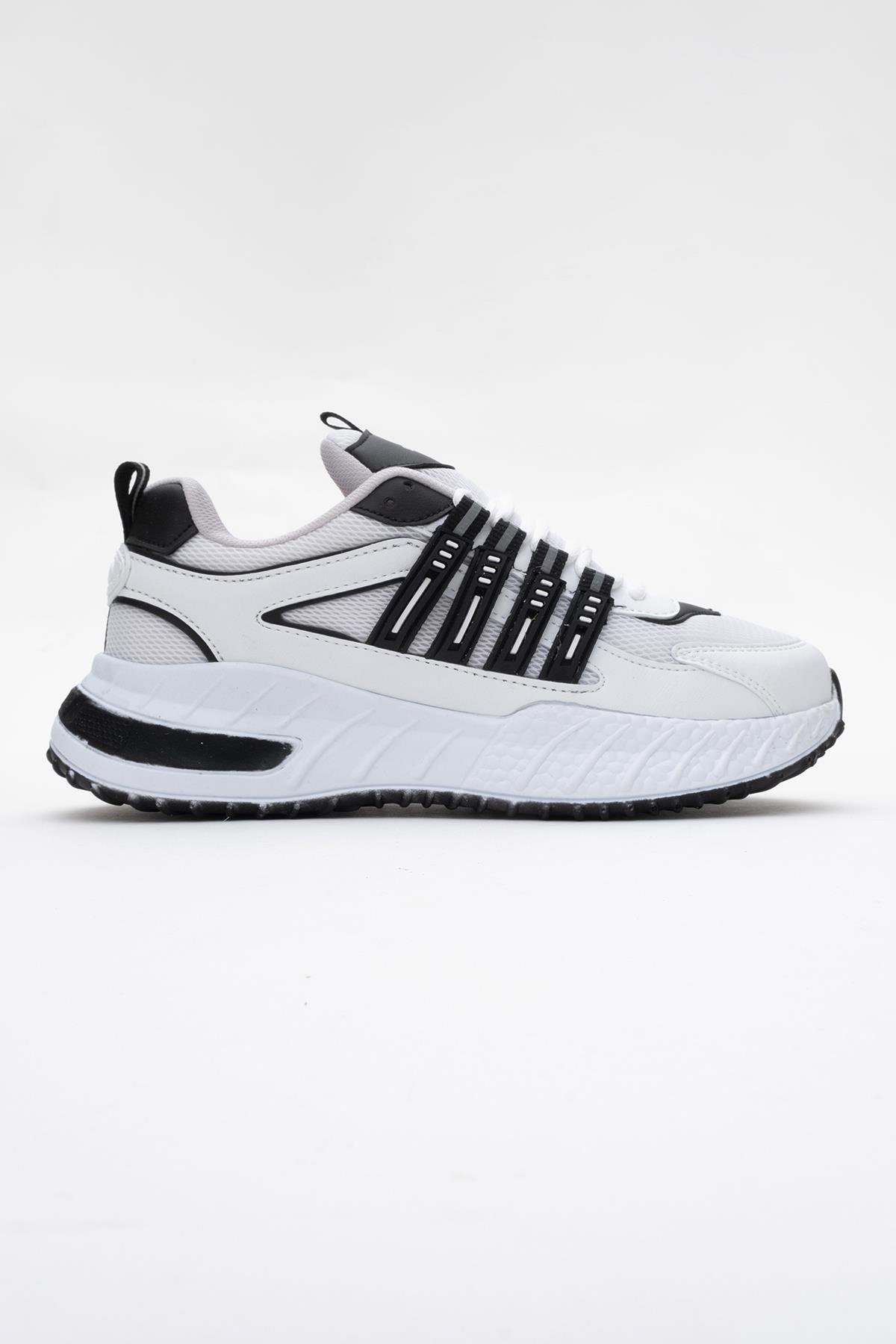 Anorak Bağcıklı Kadın Spor Ayakkabı BEYAZ SİYAH - Görsel 3