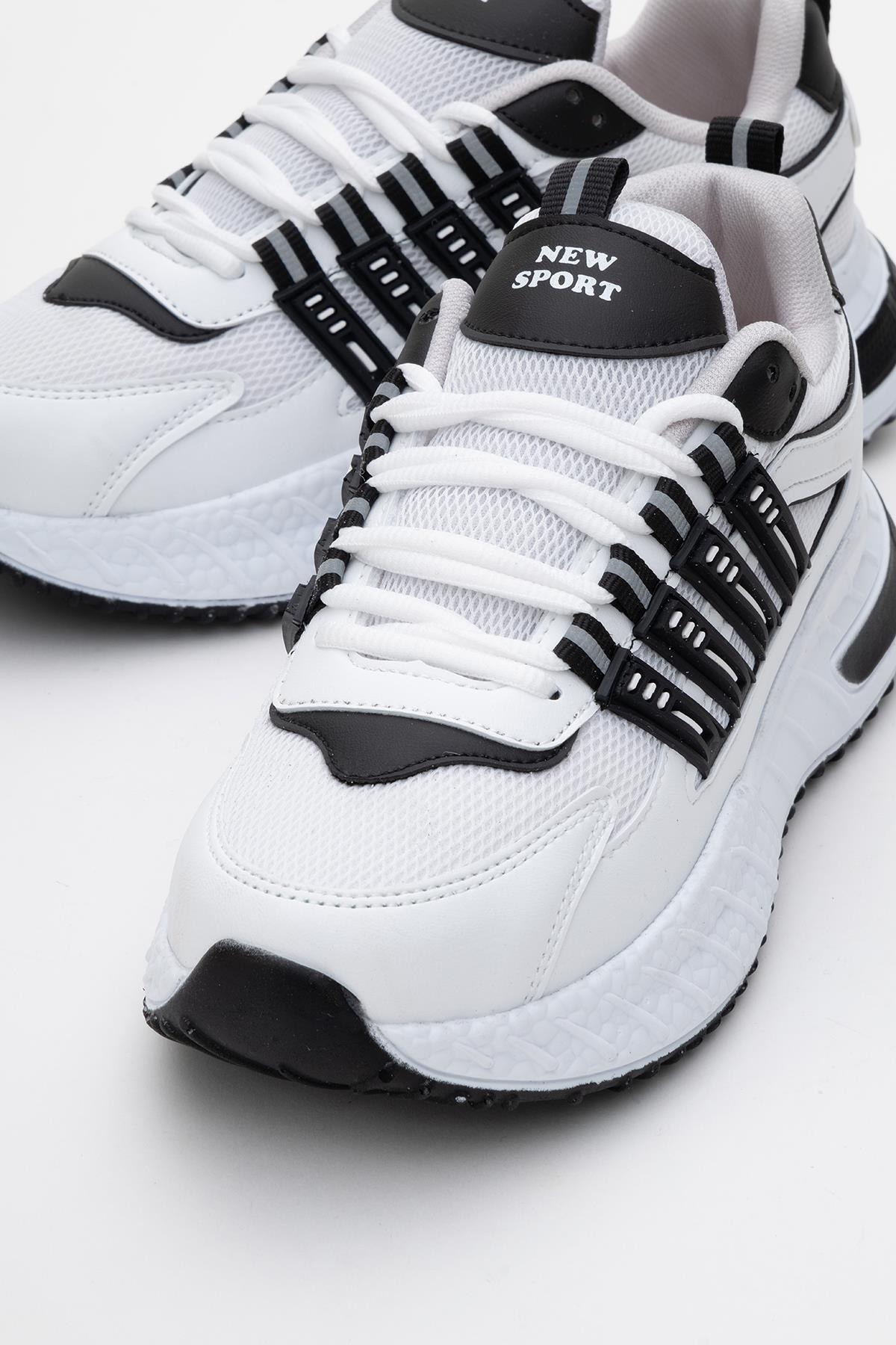 Anorak Bağcıklı Kadın Spor Ayakkabı BEYAZ SİYAH - Görsel 6