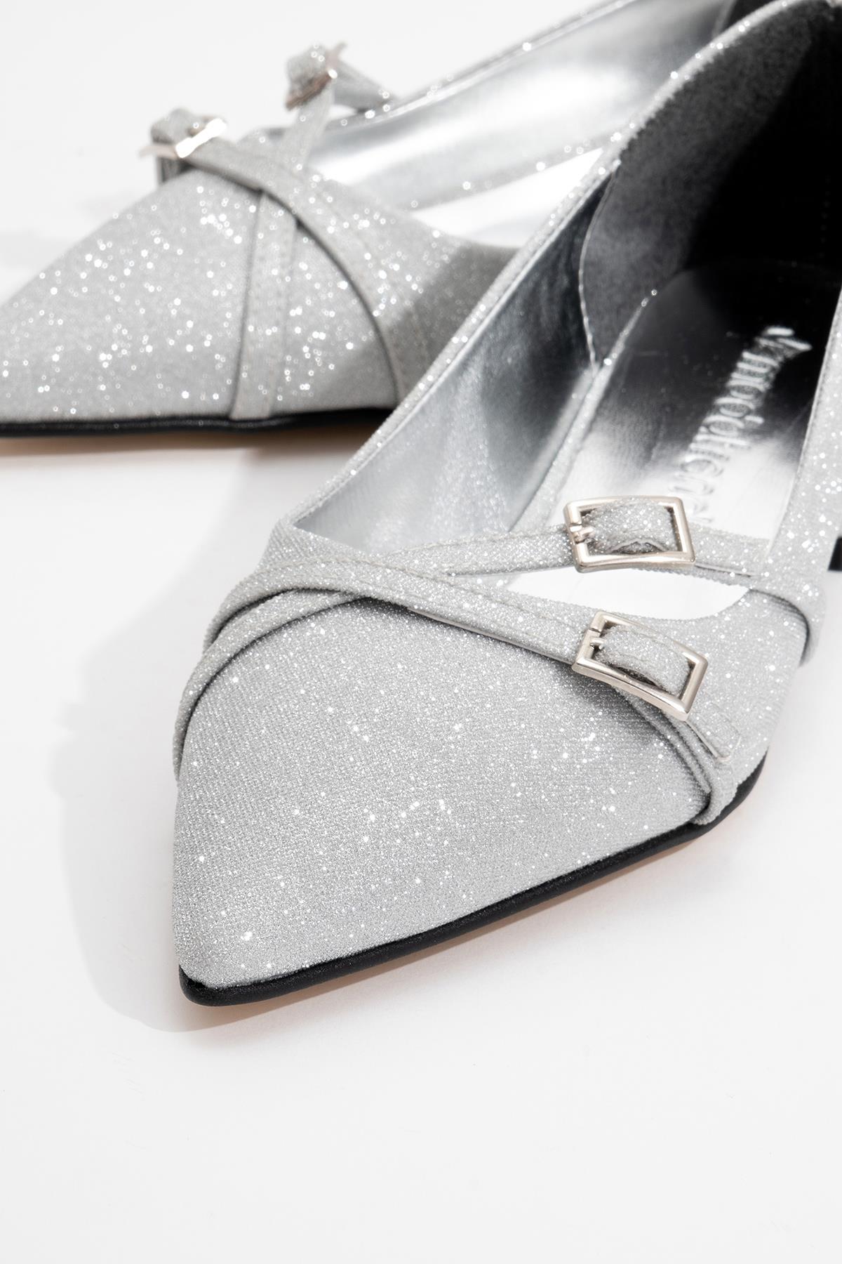 Kadın Çapraz Kemer Günlük Ayakkabı GÜMÜŞ SİM - Görsel 4