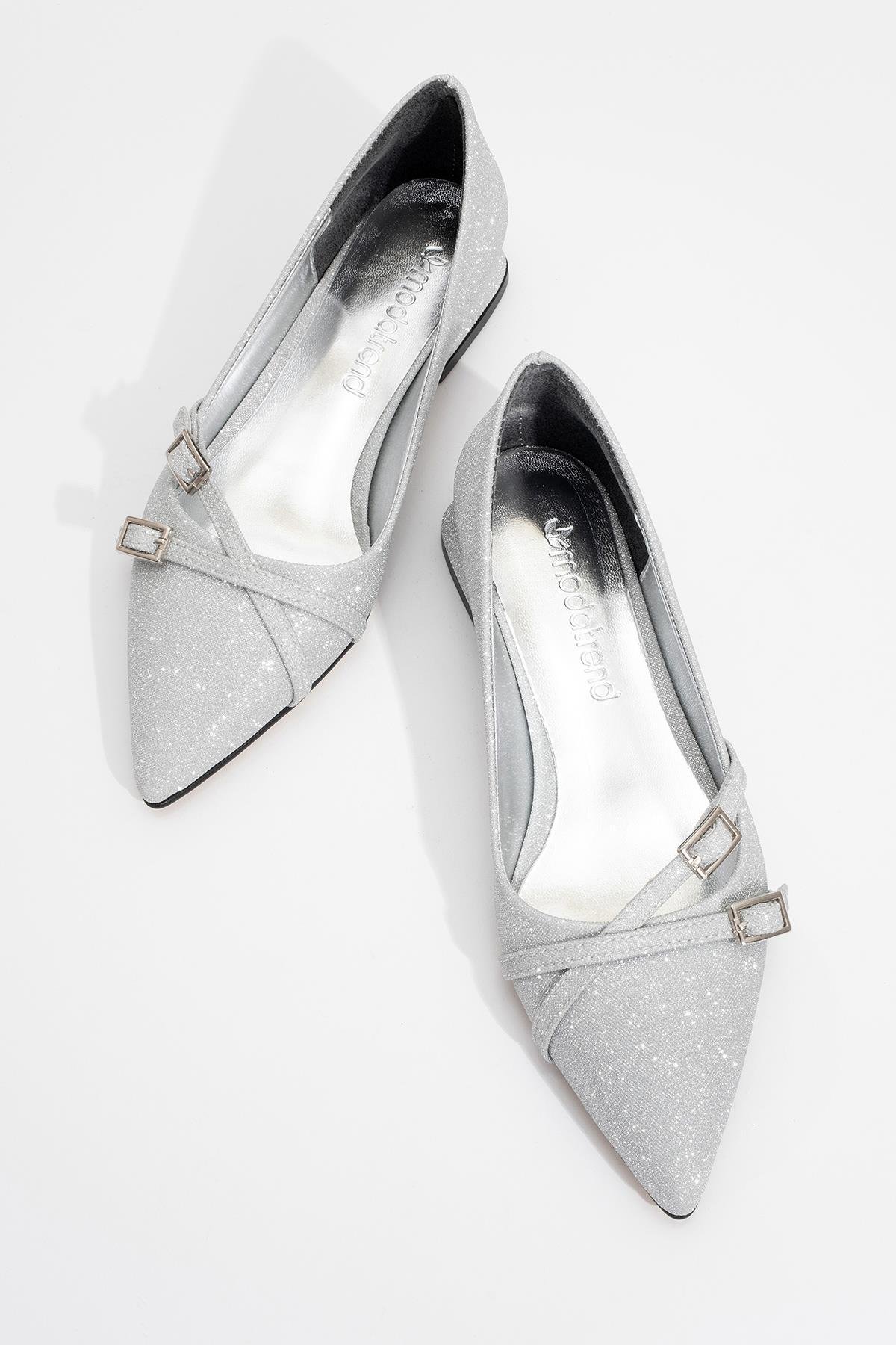 Kadın Çapraz Kemer Günlük Ayakkabı GÜMÜŞ SİM - Görsel 6