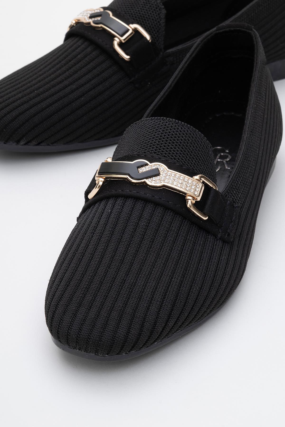 Kadın Tokalı Triko Günlük Ayakkabı SİYAH - Görsel 4