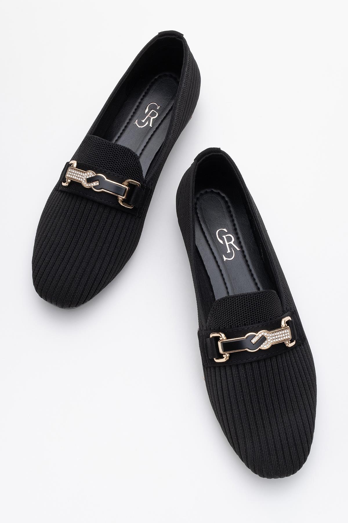 Kadın Tokalı Triko Günlük Ayakkabı SİYAH - Görsel 6