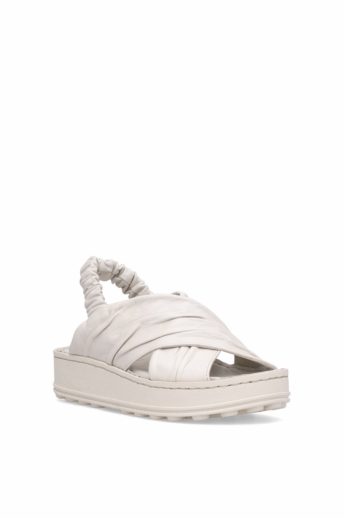 D25YS-2585 Kadın Hakiki Deri Düz Sandalet Kemik - Görsel 3