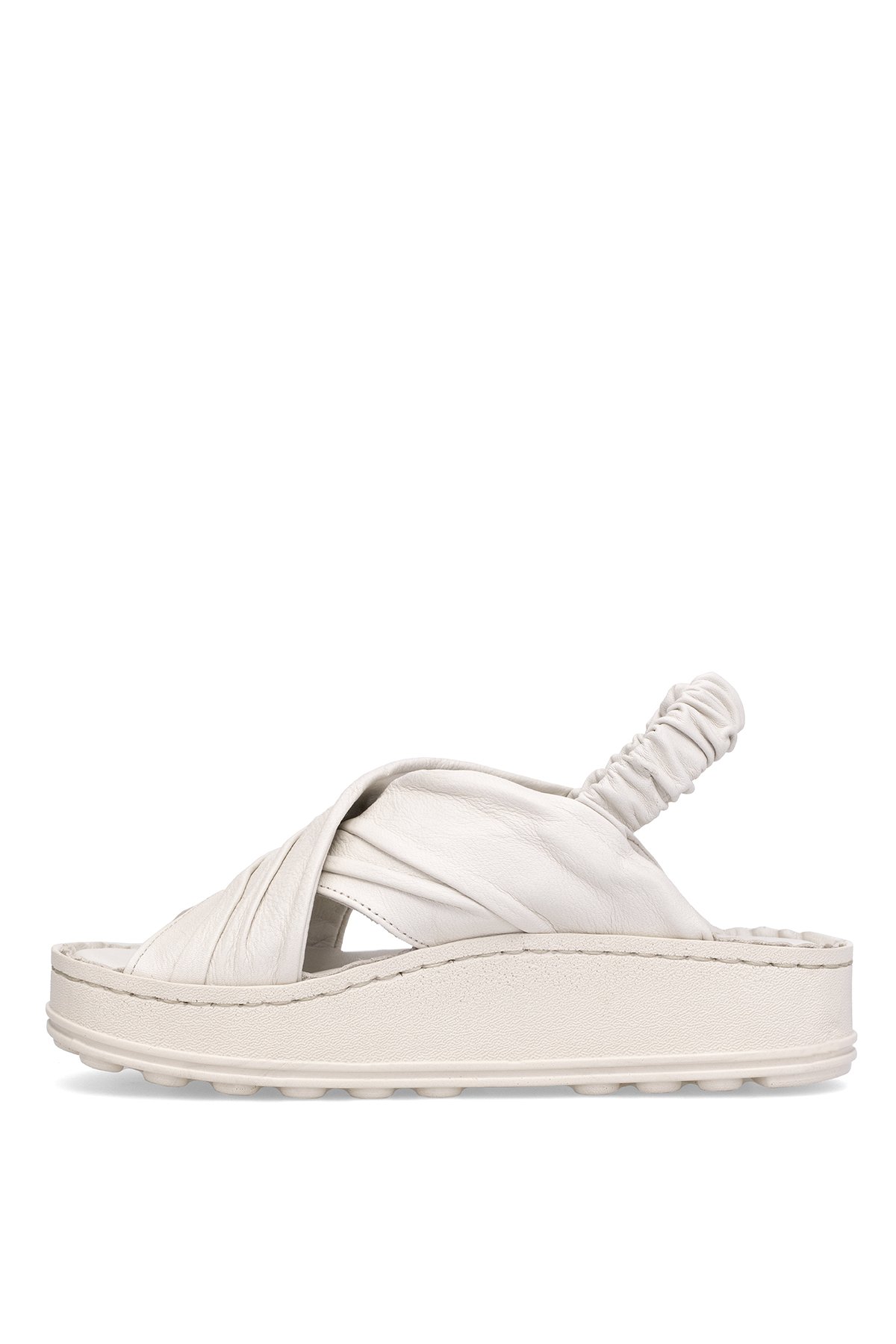 D25YS-2585 Kadın Hakiki Deri Düz Sandalet Kemik - Görsel 4