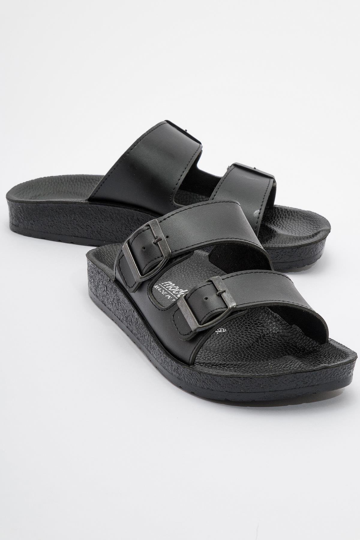 İki Tokalı Erkek Terlik SİYAH - Görsel 2