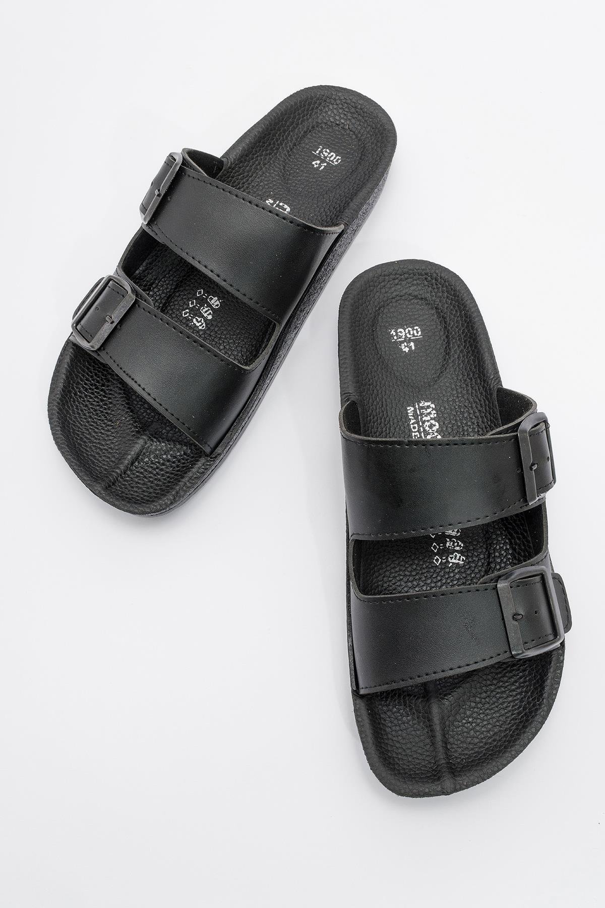 İki Tokalı Erkek Terlik SİYAH - Görsel 6