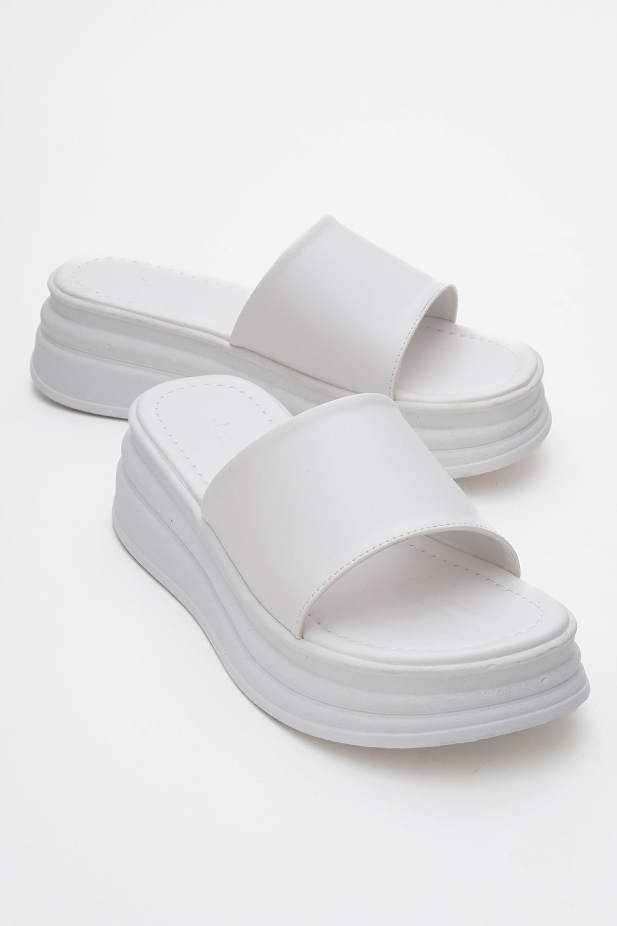 Kadın Geniş Bantlı Terlik BEYAZ - Görsel 2