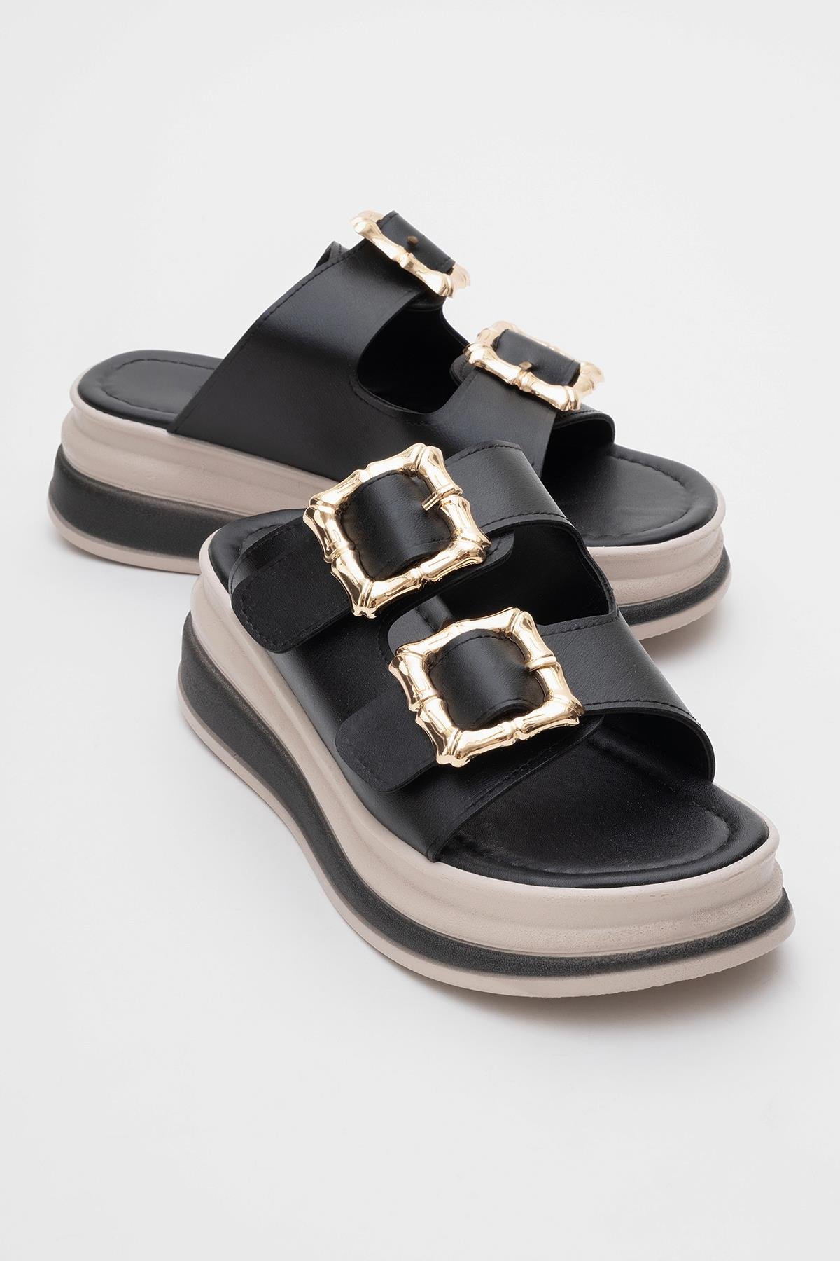 Kadın Çift Tokalı Terlik SİYAH - Görsel 2