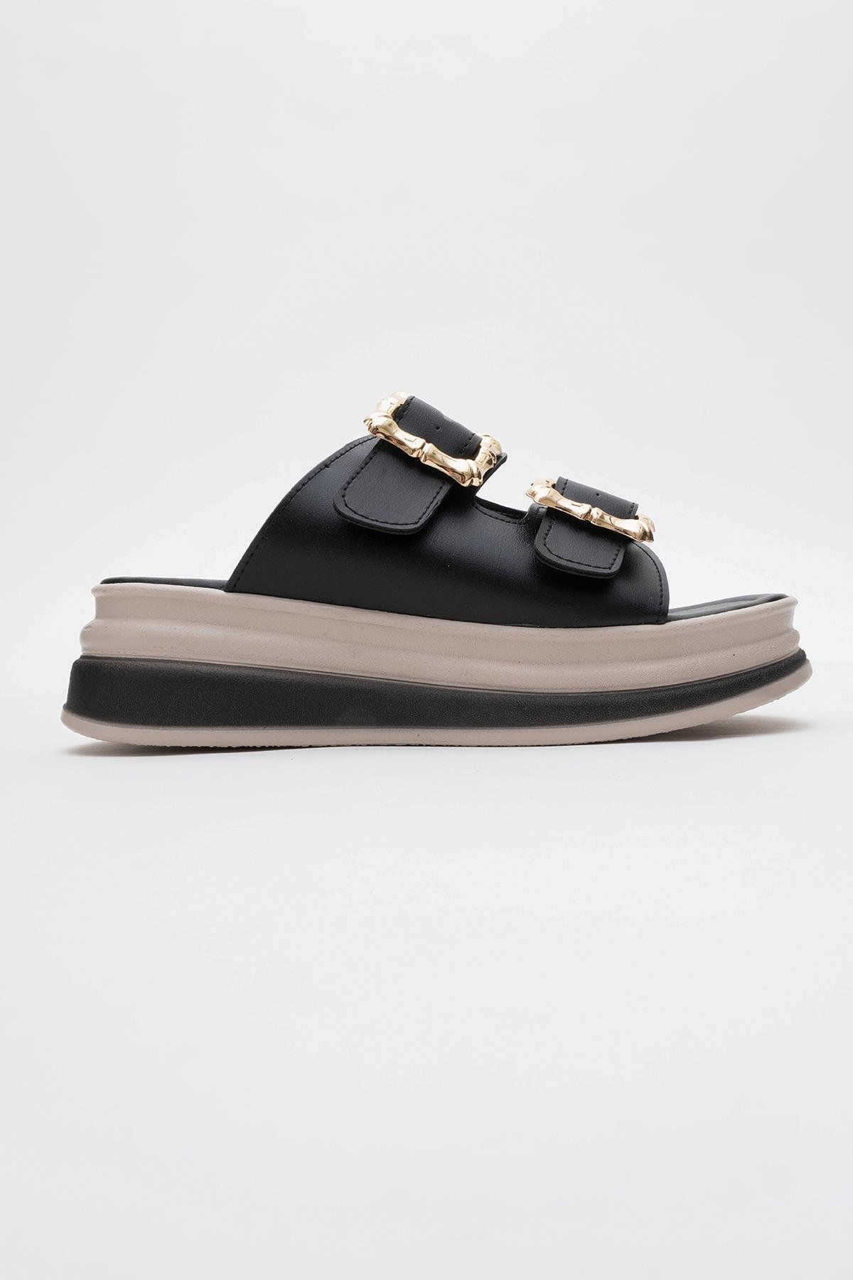 Kadın Çift Tokalı Terlik SİYAH - Görsel 3