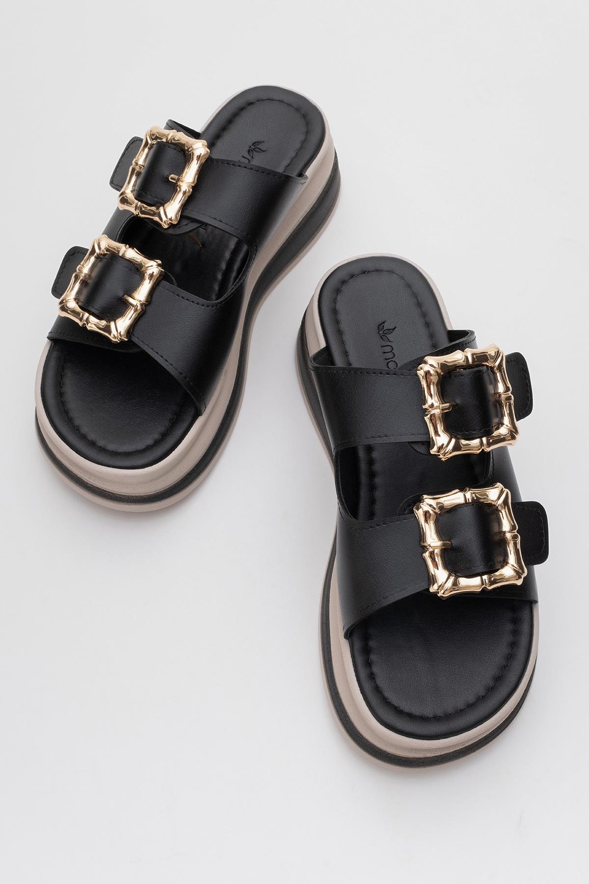 Kadın Çift Tokalı Terlik SİYAH - Görsel 6