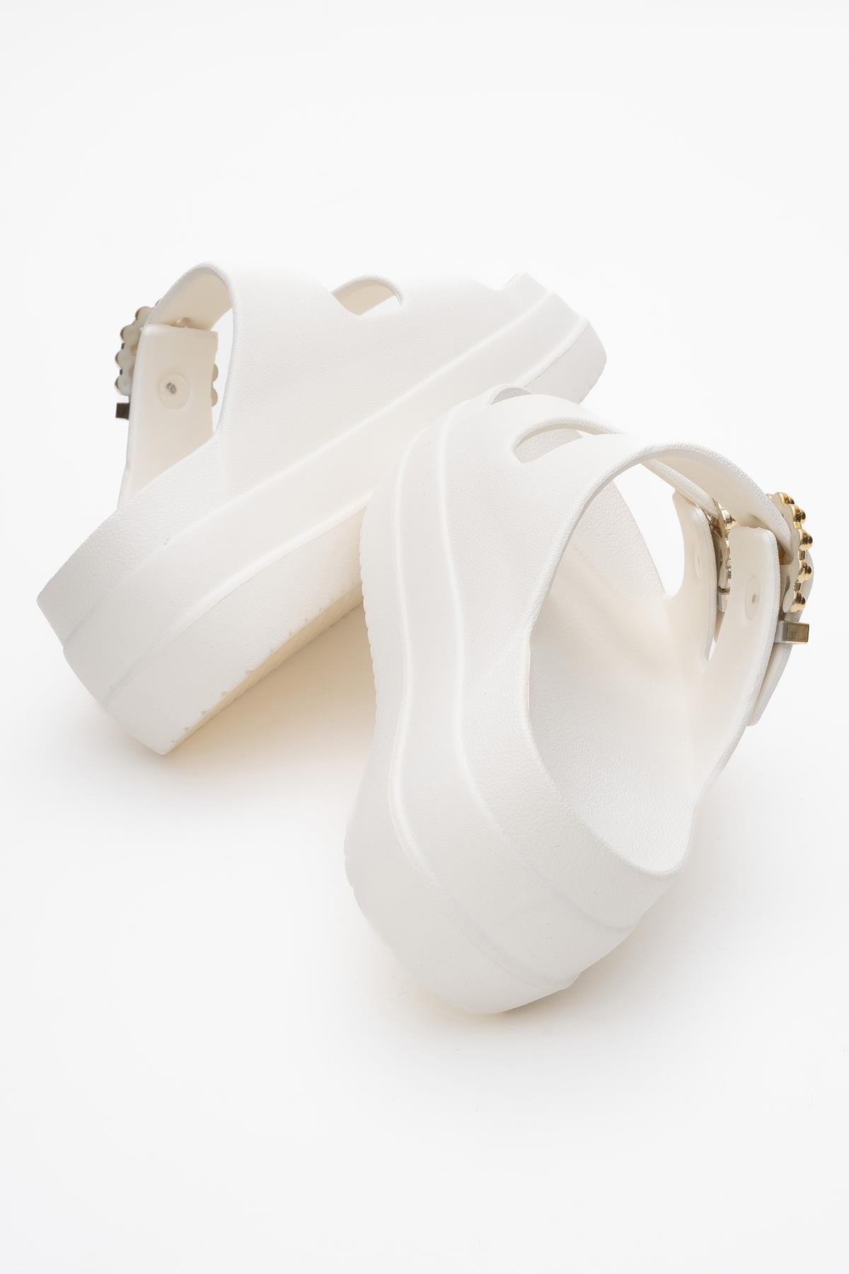 Kadın Bantlı Tokalı Terlik EKRU - Görsel 5