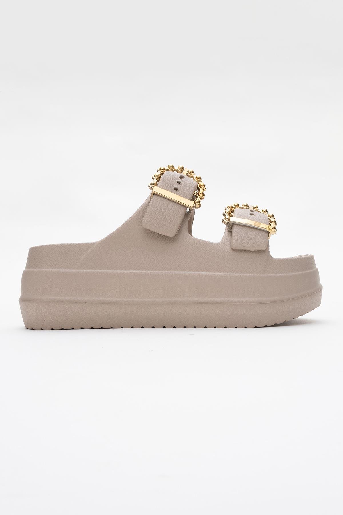 Kadın Bantlı Tokalı Terlik CAPİCİNO - Görsel 3