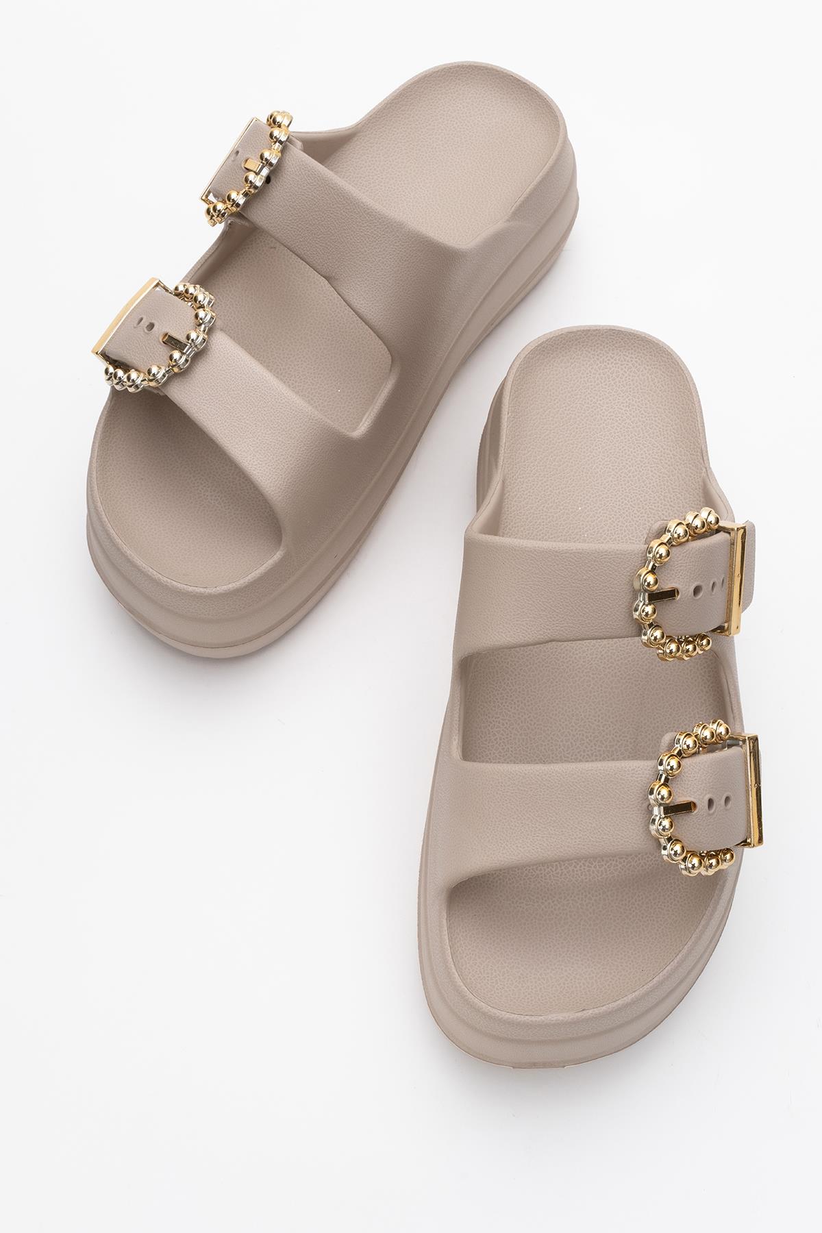 Kadın Bantlı Tokalı Terlik CAPİCİNO - Görsel 6