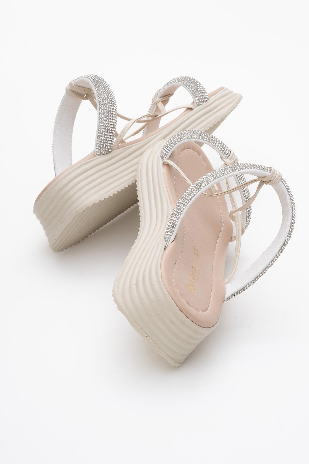 Kadın Taşlı Düz Terlik BEJ BEJ - Görsel 5