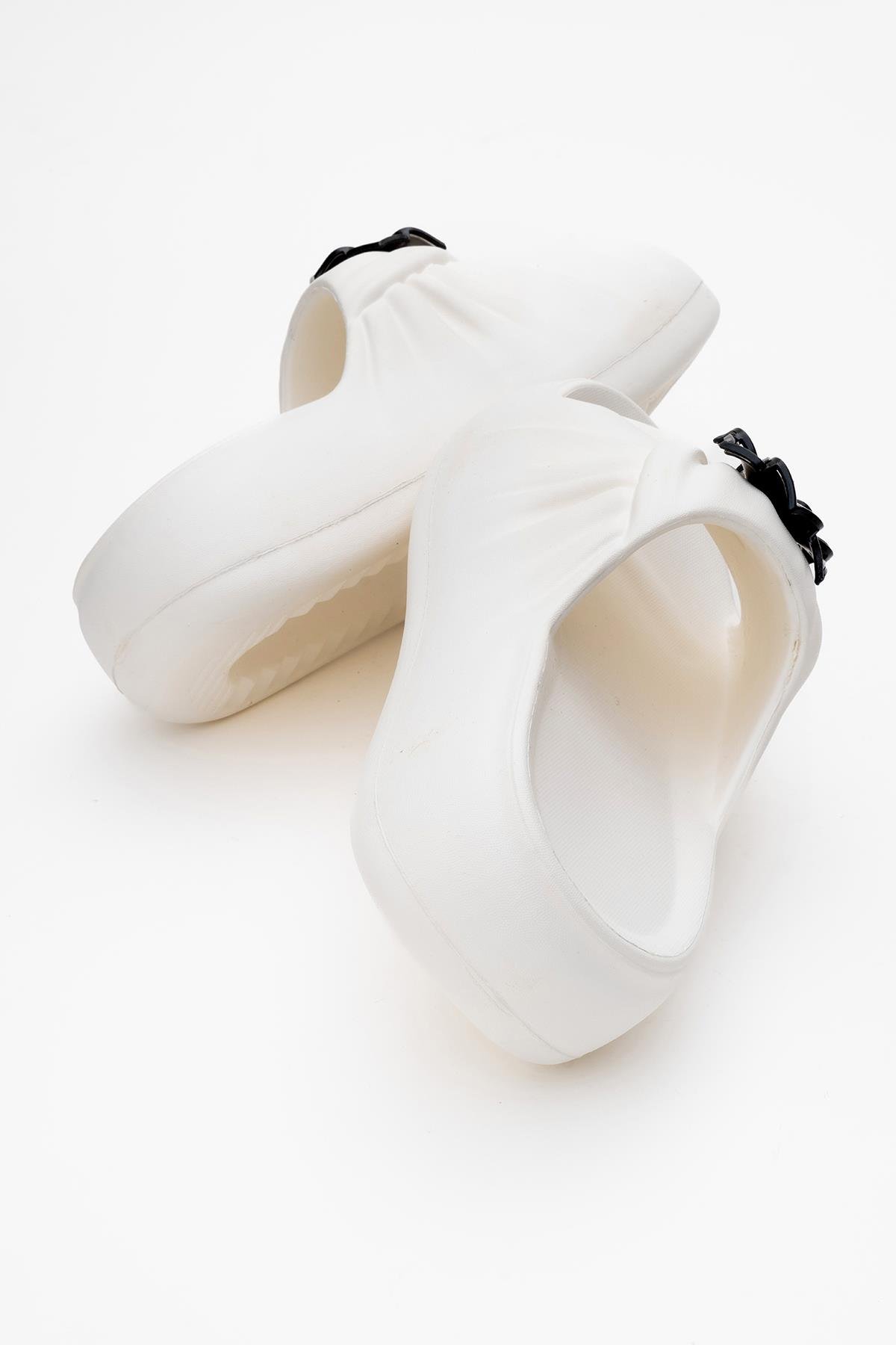 Tokalı Kadın Düz Terlik EKRU - Görsel 5