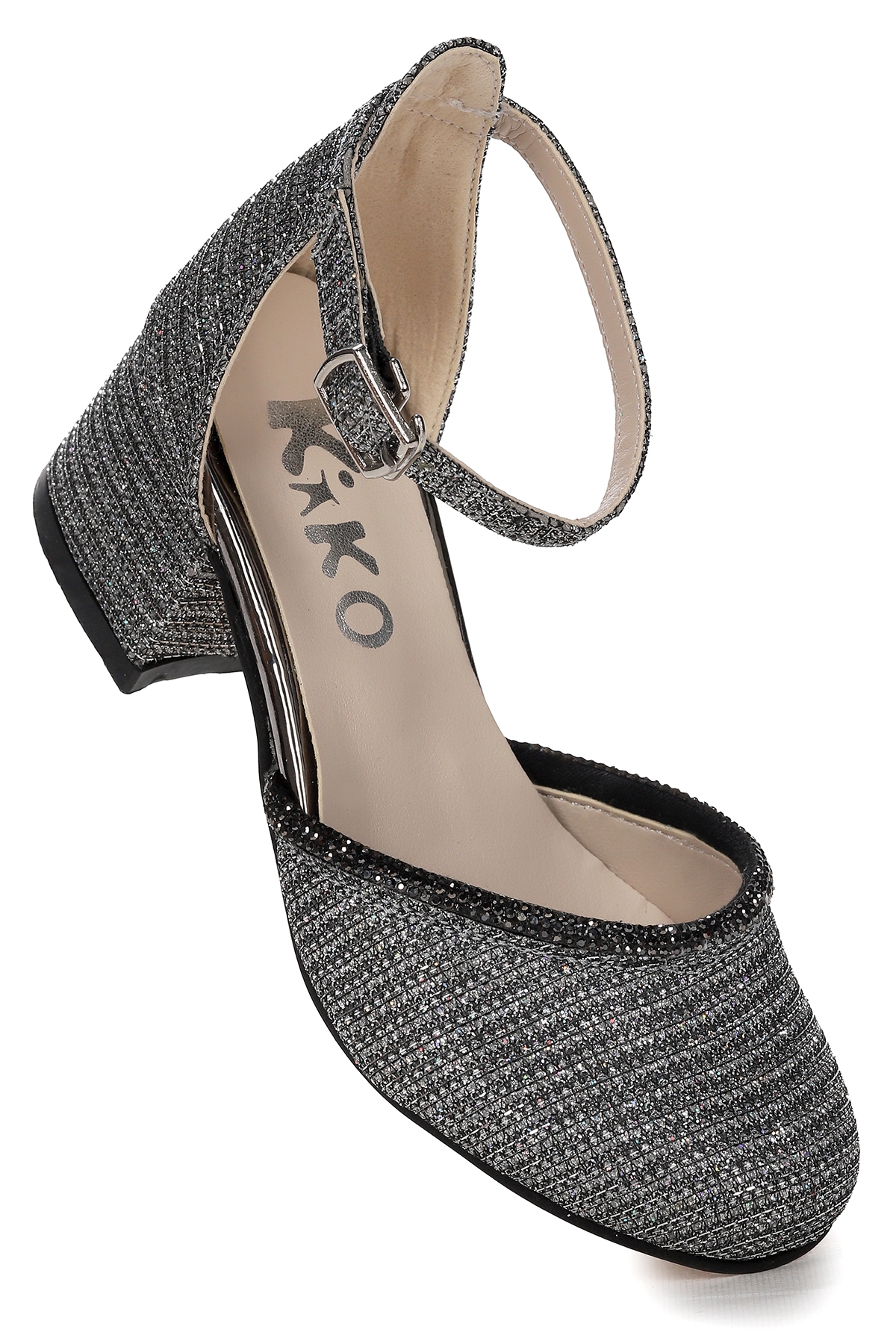 Ressa Çupra Taşlı Kız Çocuk 5 Cm Topuklu Sandalet Abiye Ayakkabı Platin - Platin - Görsel 3