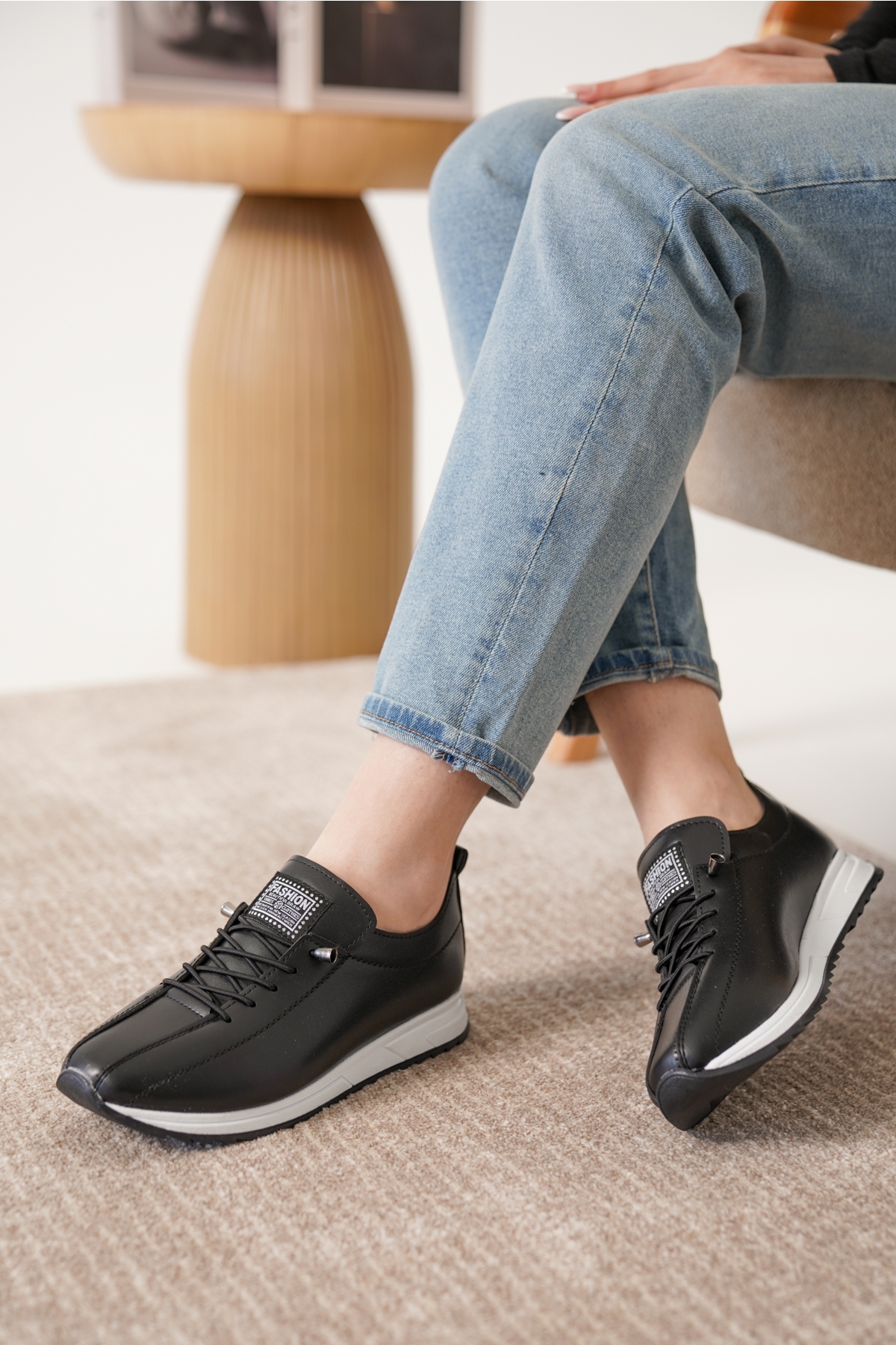 Daxtors Daxtors Siyah D0112 Günlük Ortopedik Kadın Sneaker Spor Ayakkabı | Flo Siyah - 2. görsel