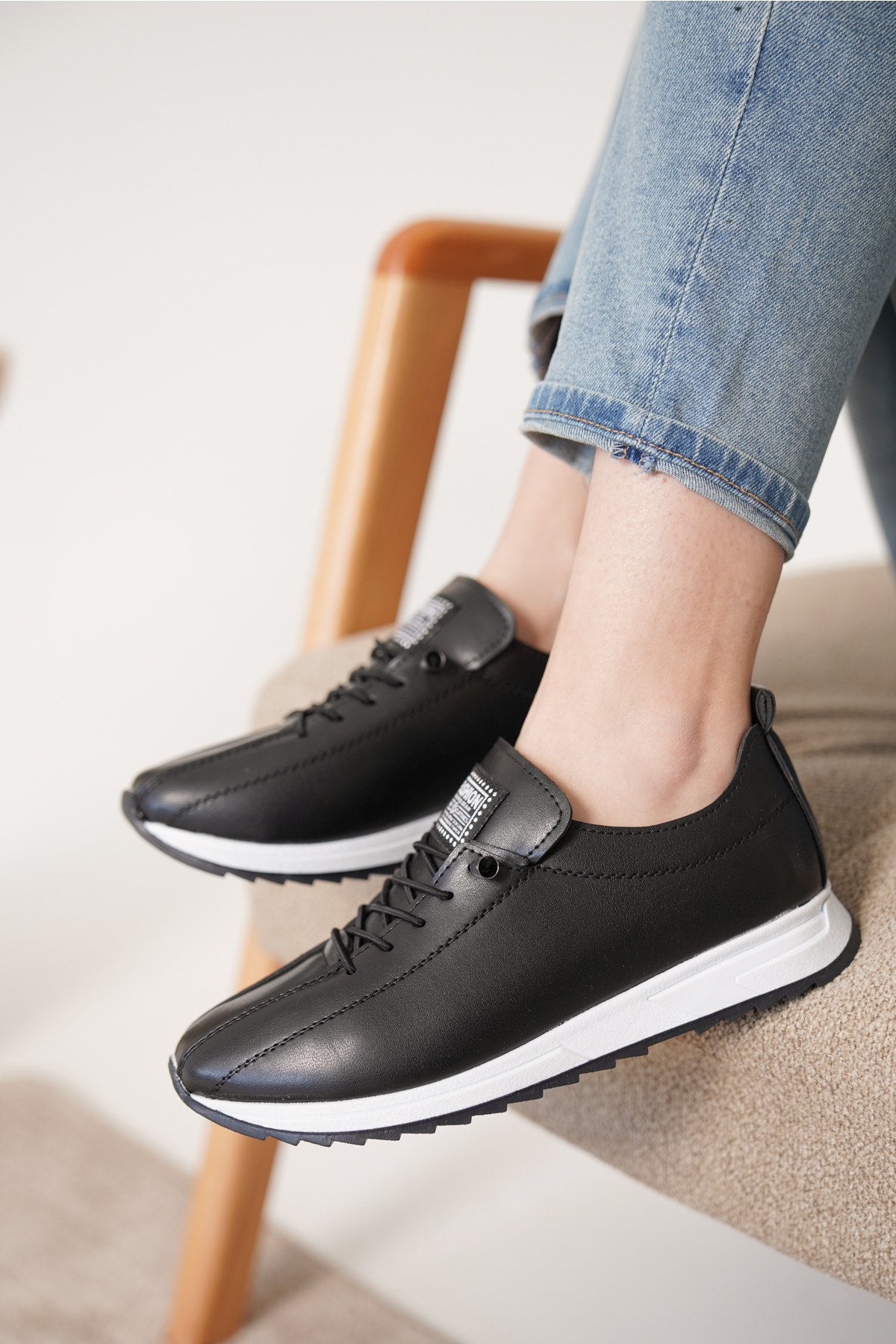 Daxtors Daxtors Siyah D0112 Günlük Ortopedik Kadın Sneaker Spor Ayakkabı | Flo Siyah - 5. görsel