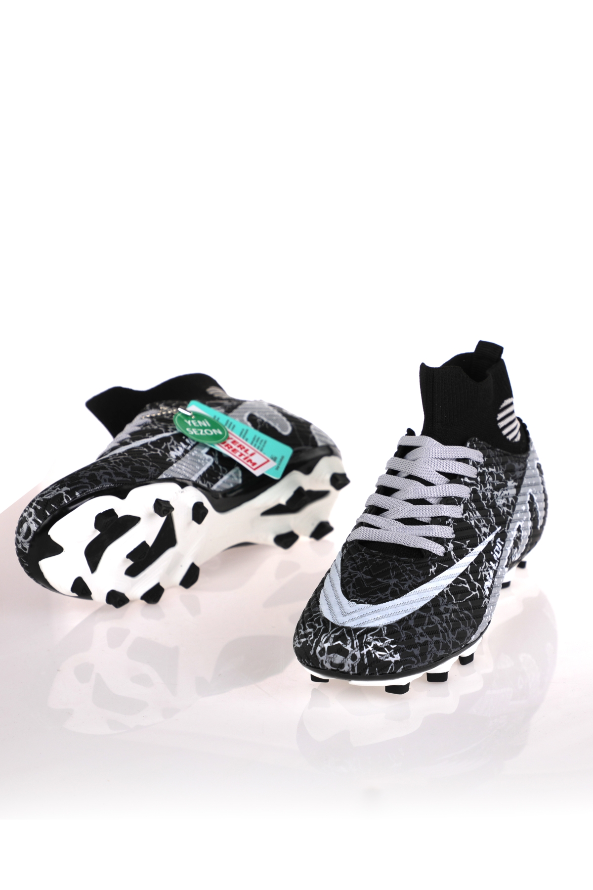 Laliga Air Çoraplı Krampon Futbol Ayakkabısı Siyah Gümüş - Görsel 4