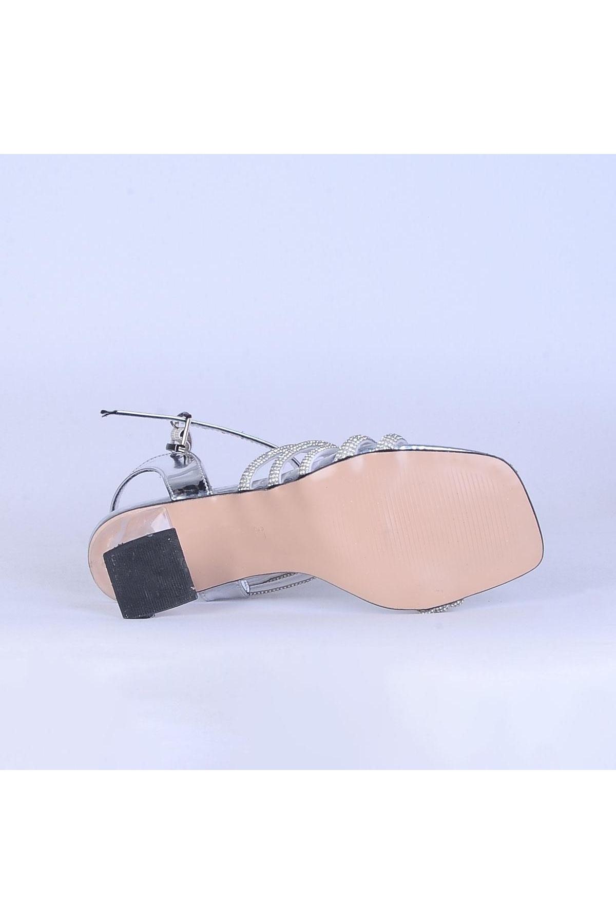 By4 Taşlı 7Cm Kadın Topuklu Sandalet - Görsel 4