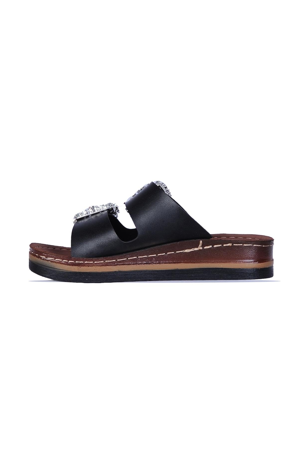 37145 Polero Taşlı Kadın Düz Terlik - Görsel 3