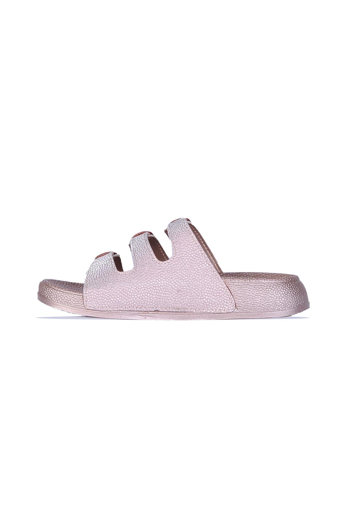 3 Tokalı Simli Kadın Düz Terlik - Görsel 3