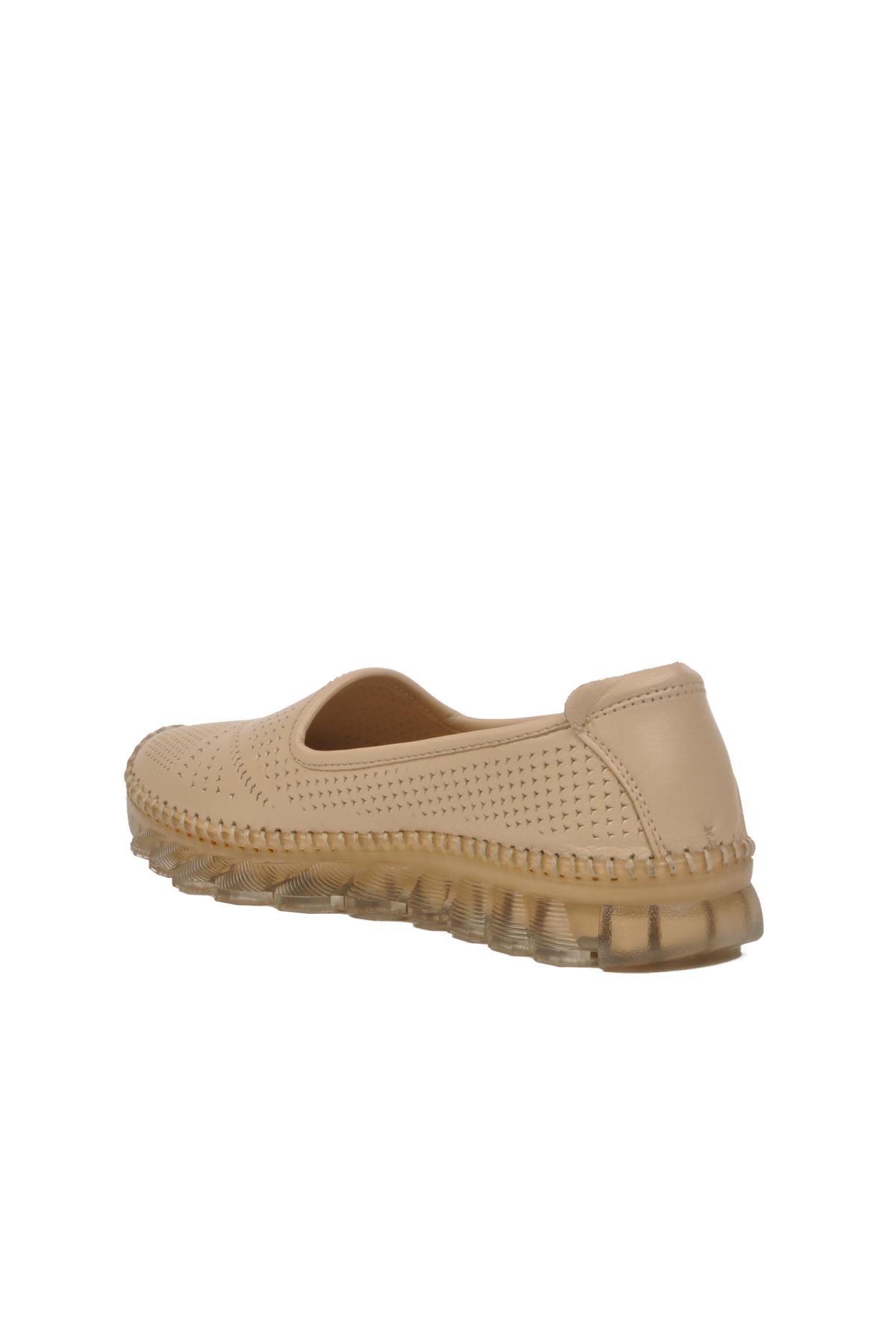 Bej Hakiki Deri Kadın Casual Ayakkabı 0001 Z - Görsel 5