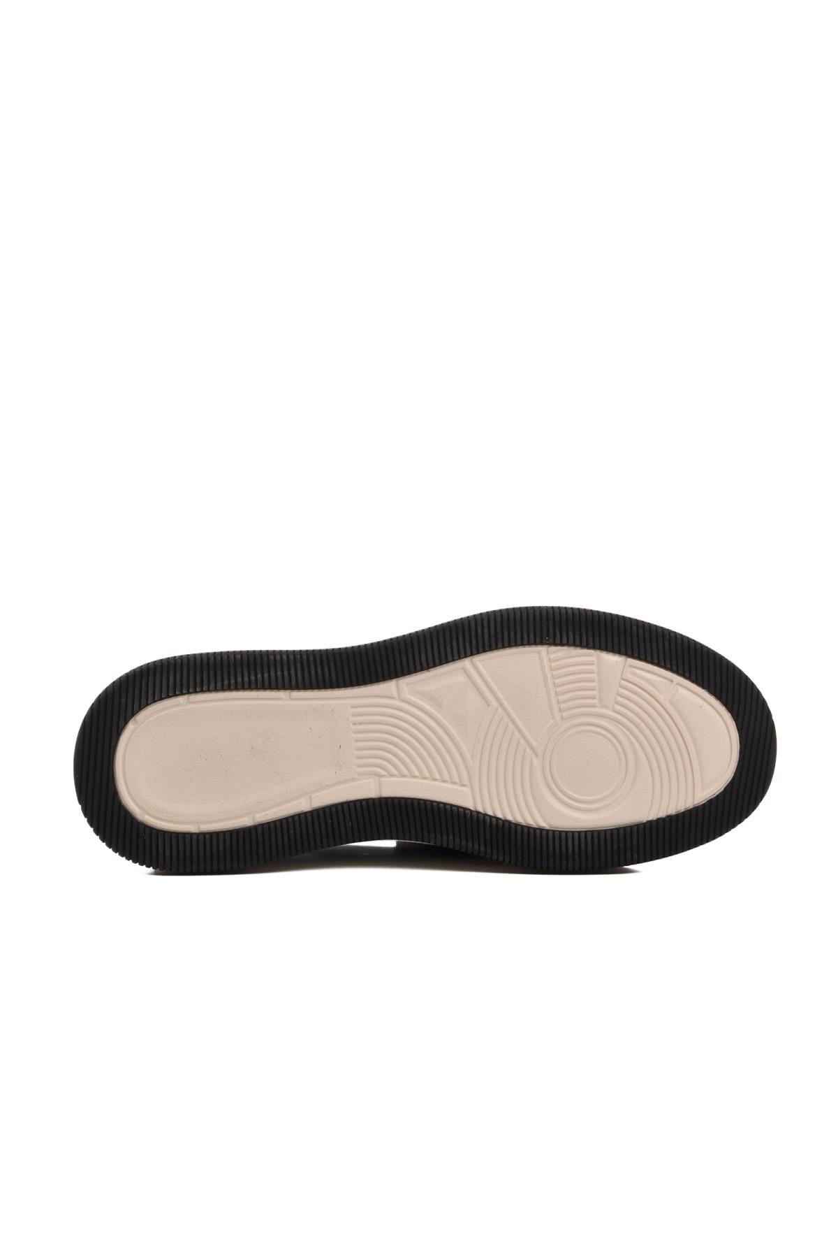 Siyah-Beyaz Hakiki Deri Erkek Sneaker 152-21108 M - Görsel 6